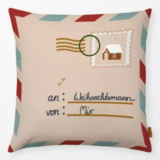 Kissen Brief An Weihnachtsmann Beige