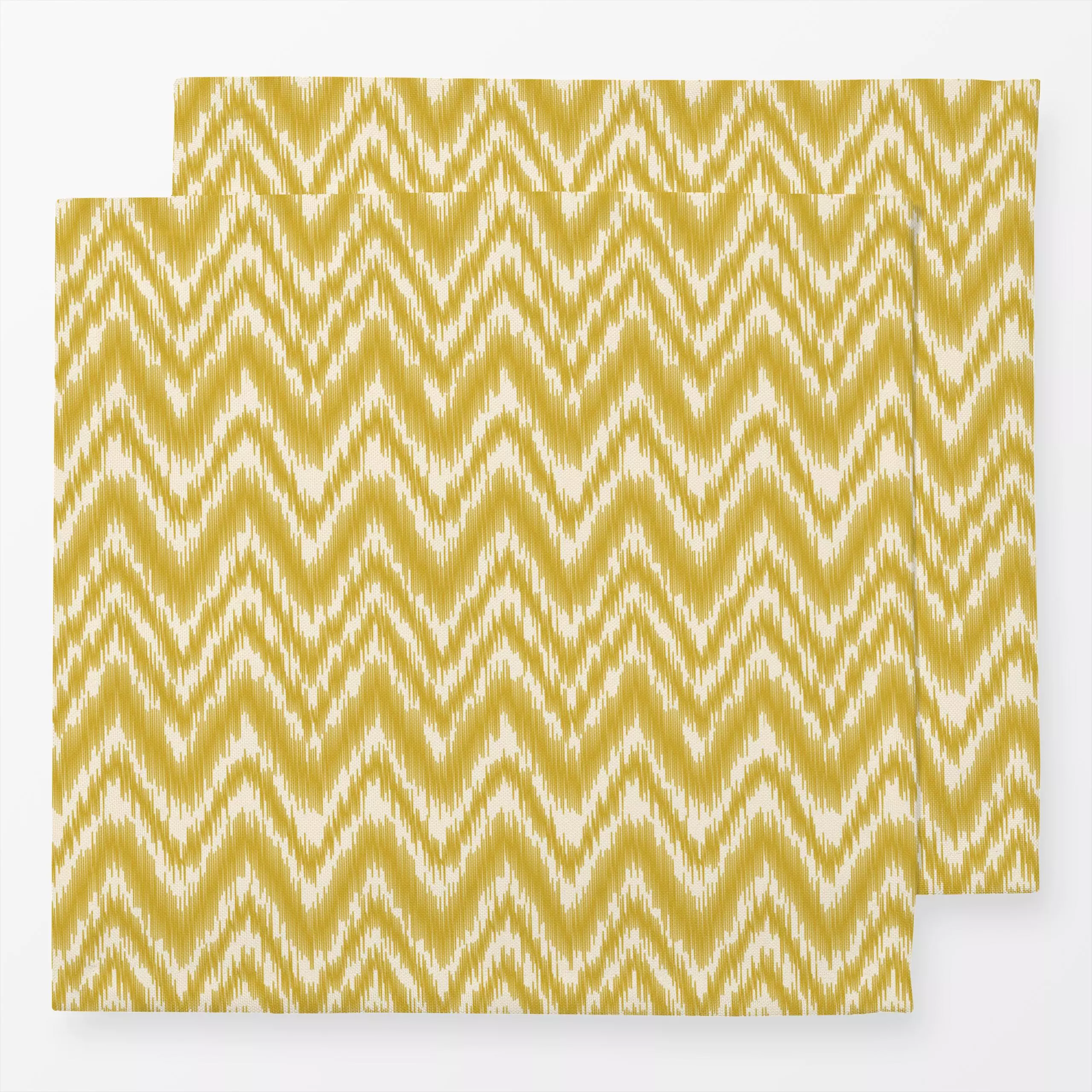 Servietten Ikat Gelb - Symbole & Muster - von „DEINKI Studio"; abstrakt, Geometrisch, gelb, Zickzack, senfgelb, Chevron, ikat
