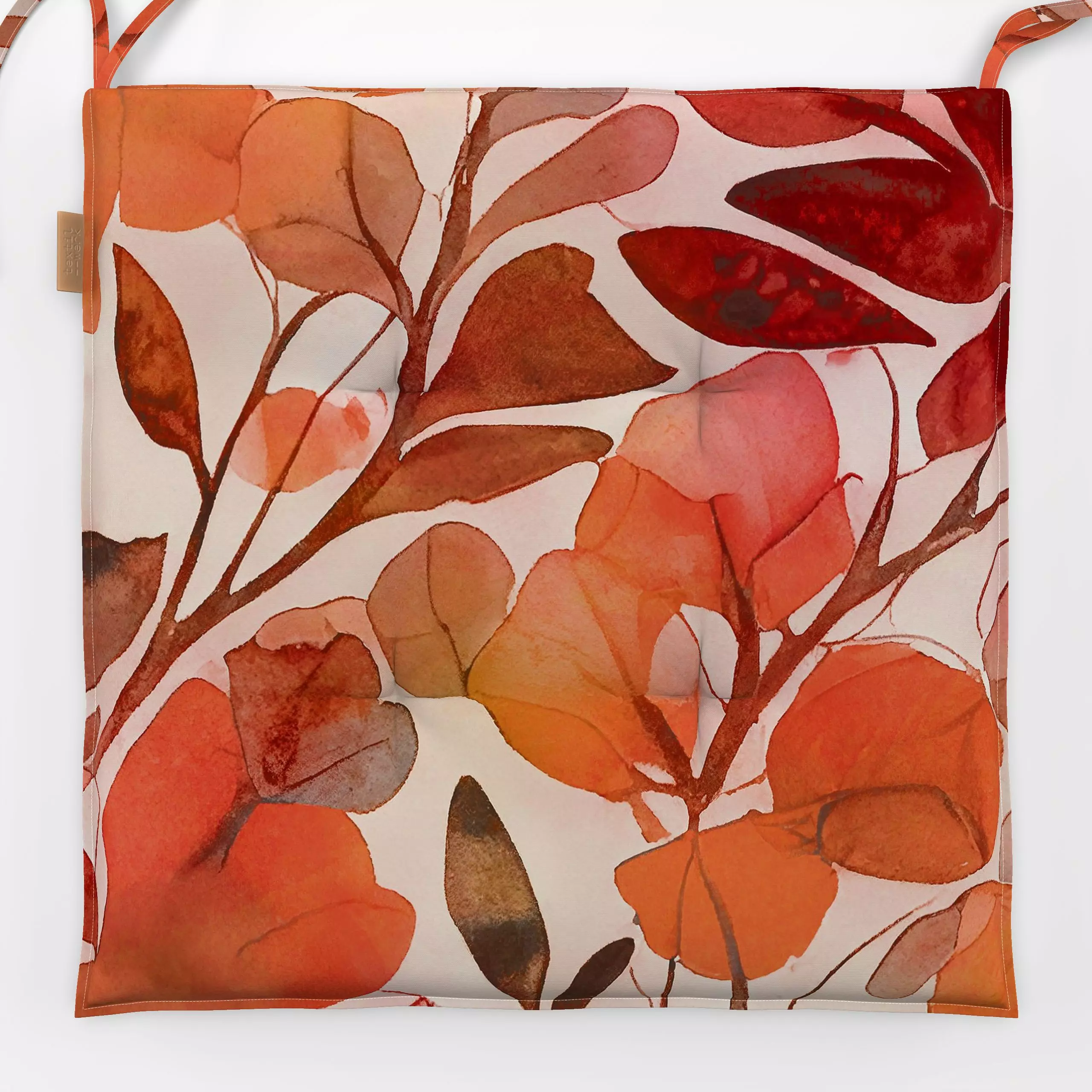 Sitzkissen Orange Flower Fantasy Garden - Blumen & Florales, Pflanzen & Botanik - von „Andrea Haase"; Aquarell, Sommerblumen...
