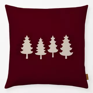 Kissen Winter Trees dark berry red