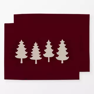 Tischset Winter Trees dark berry red