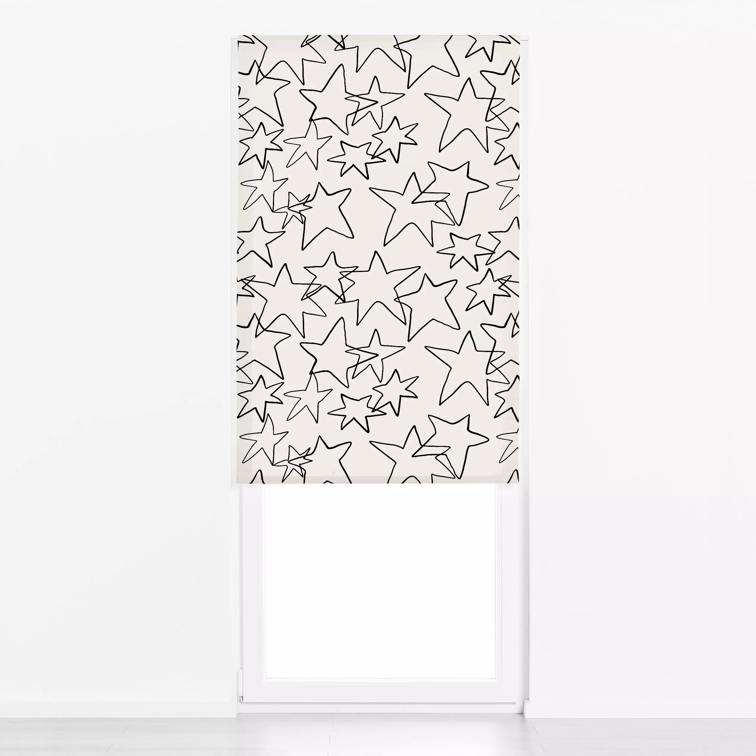 Raffrollo Stars Allover Minimal - Weihnachten, Winter - von „Kruth Design"; skandinavisch, Hygge, Sterne, Weihnachten, Stern...