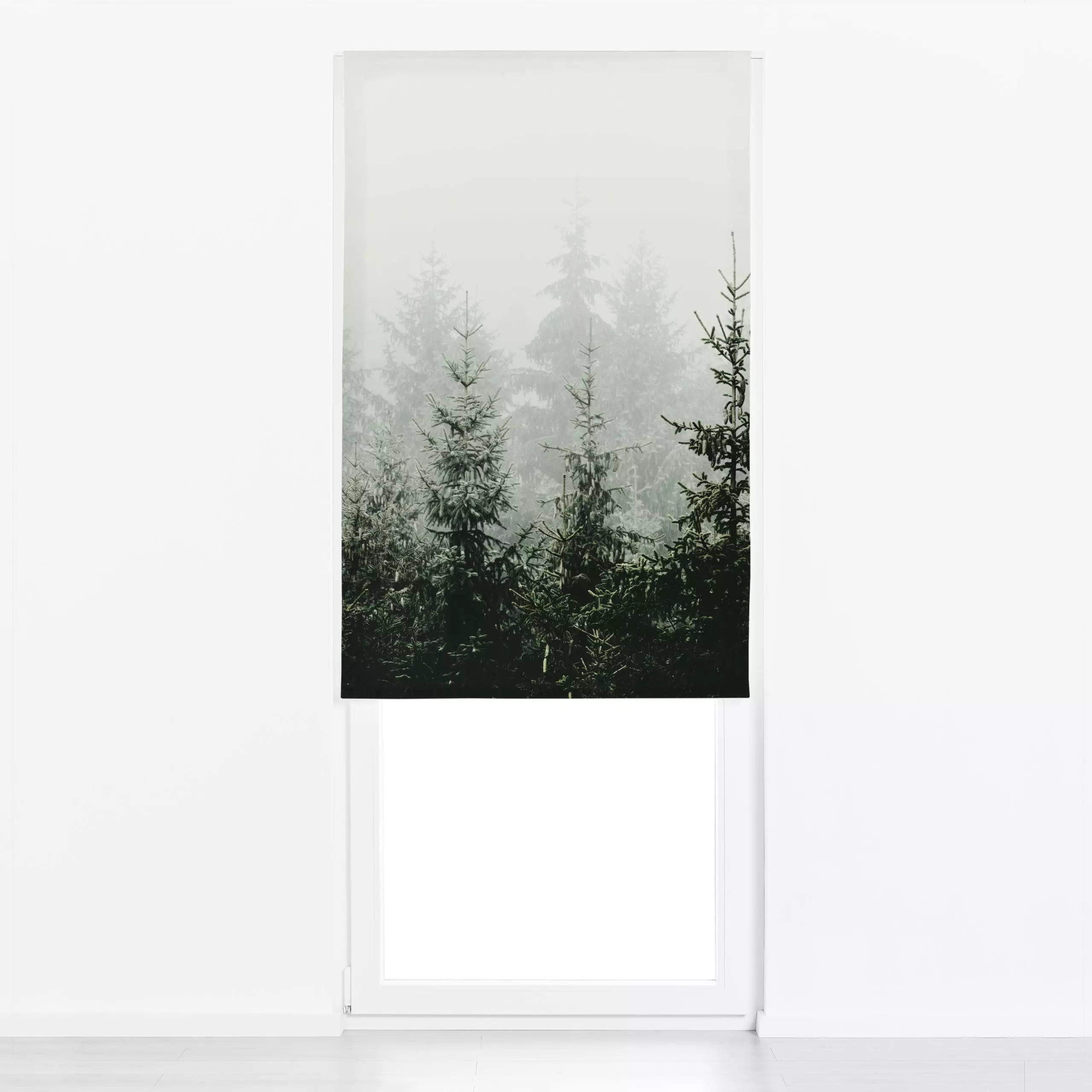 Raffrollo Bergwald am Morgen - Natur & Landschaft, Weihnachten, Pflanzen & Botanik - von „Monika Strigel"; Natur, Berge, Wal...