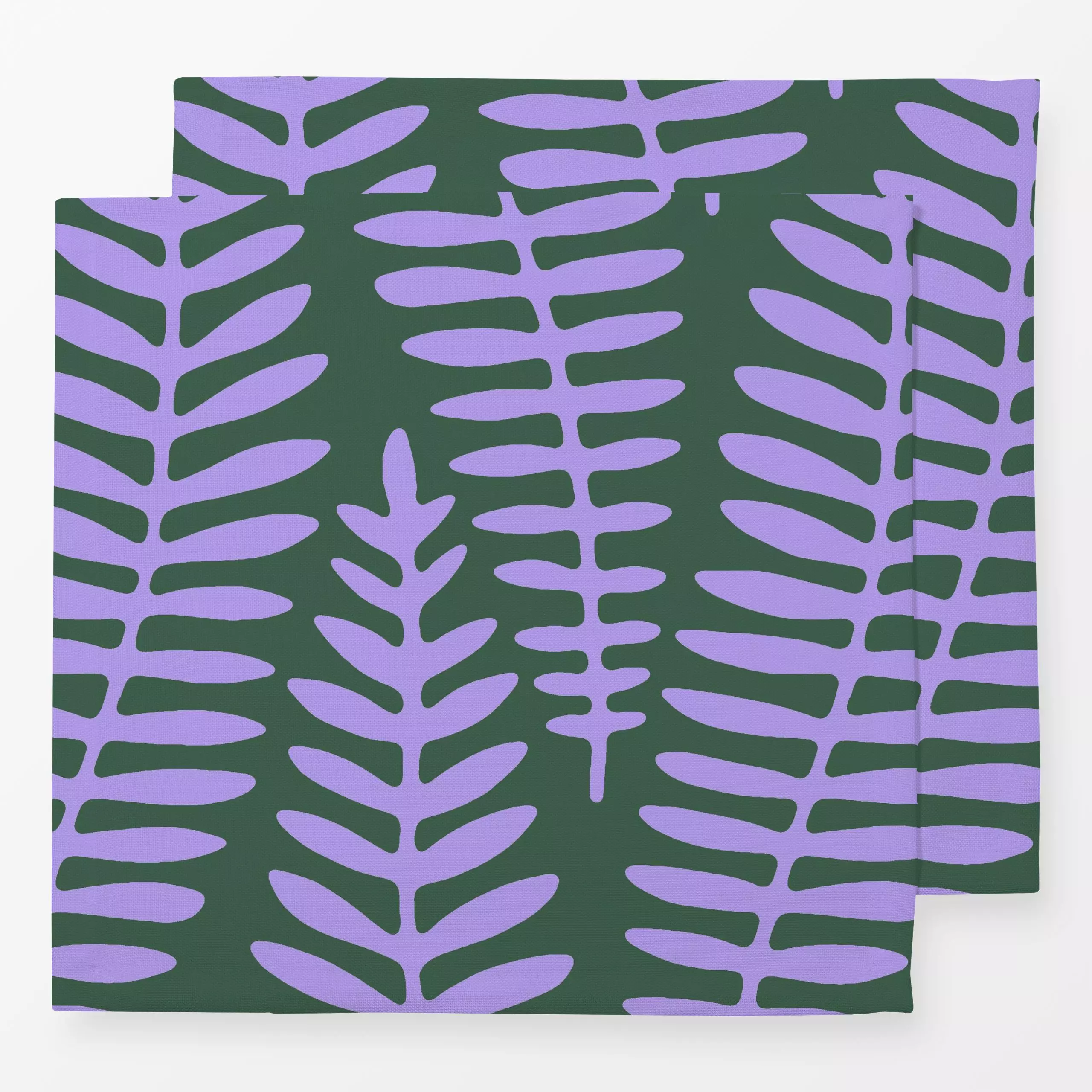 Servietten Palmenblatt Grün Lila - Blumen & Florales, Pflanzen & Botanik - von „Studio Kesse"; boho, Blatt, Blätter, Pflanze...