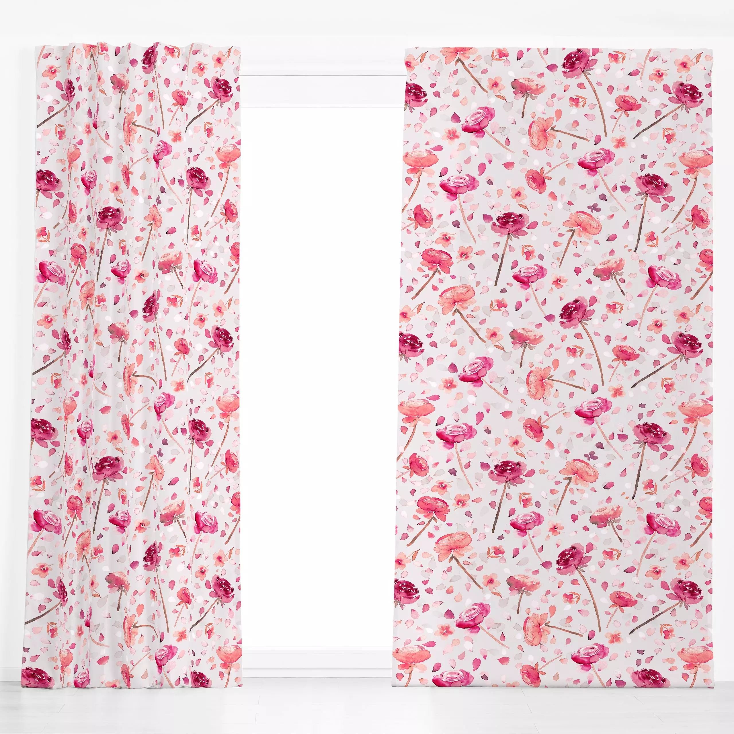 Dekovorhang Valentines Romantik Rosen Pink - Blumen & Florales, Frühling, Liebe, Romantik & Pride - von „Ninola Design "; Aq...