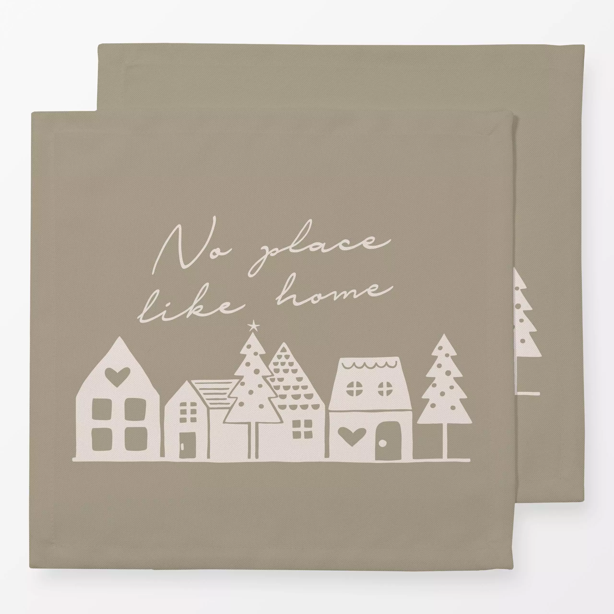 Servietten Home Häuser beige - Sprüche & Schriftzüge, Weihnachten - von „Studio Kesse“; Home, Tannenbaum, Weihnachtsbaum, We...