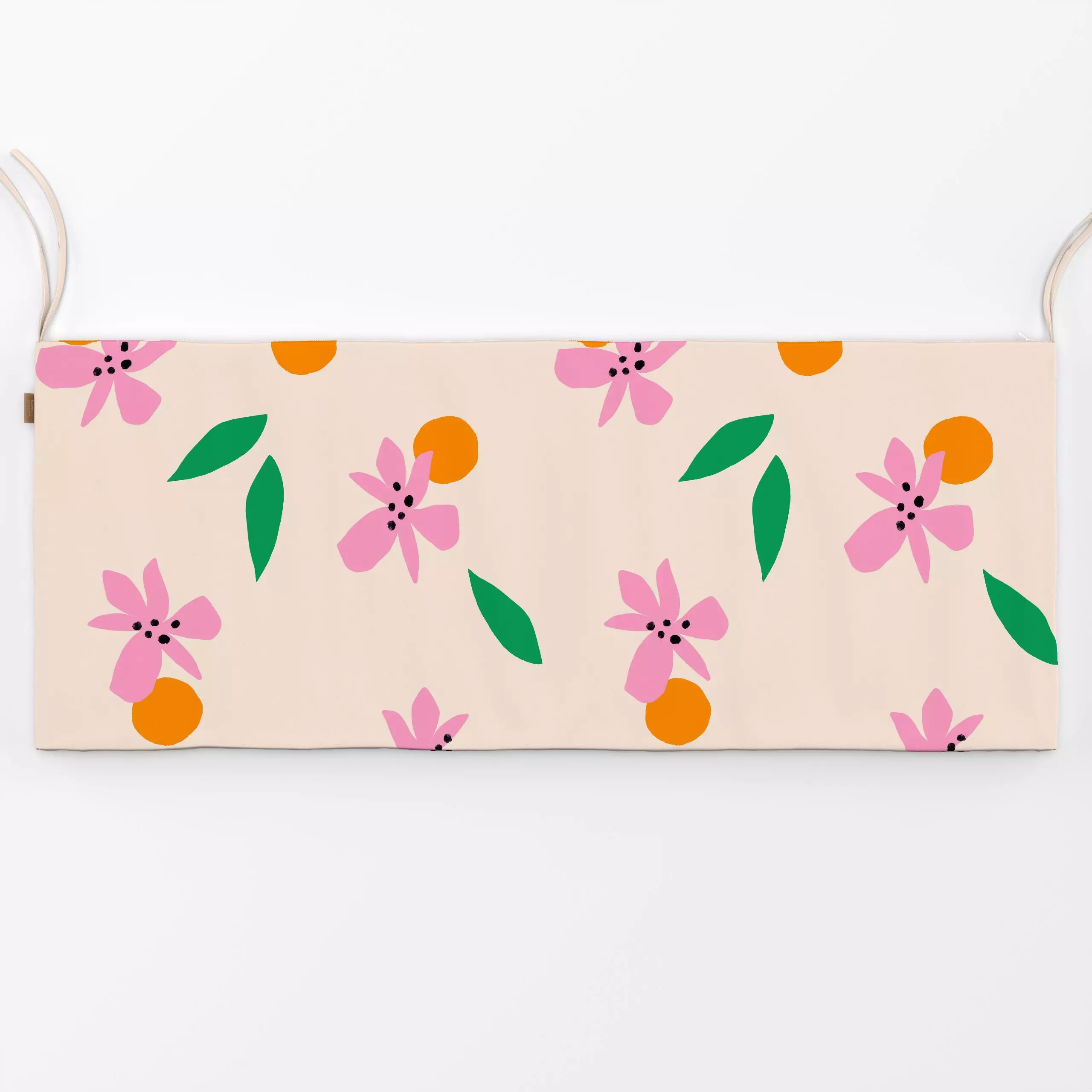 Bankauflage Blüten Orangen Blätter - Blumen & Florales, Sommer, Symbole & Muster - von „Maren Gross "; Muster, Blumen, Blätt...