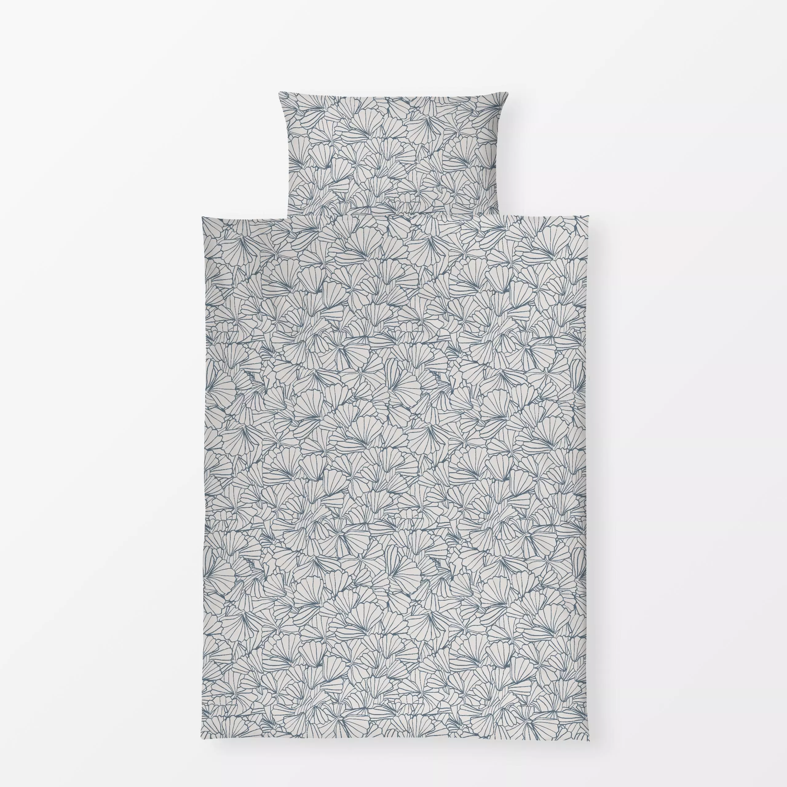 Bettwäsche Muscheln Blaugrau Hell - Natur & Landschaft, Sommer, Symbole & Muster - von „textilwerk x hejmelig"; Blaugrau, St...