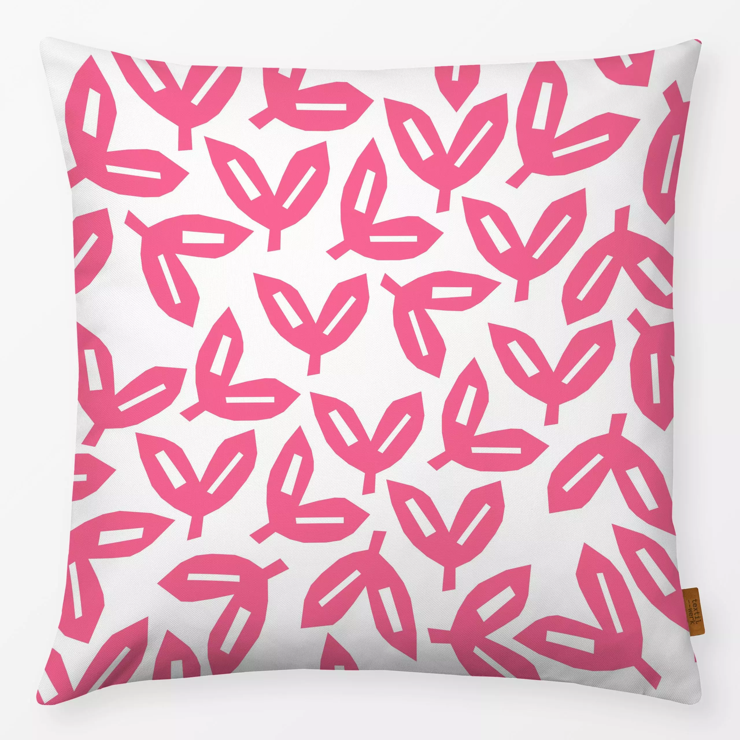 Kissen Autumn Leaves Pink - Blumen & Florales, Symbole & Muster - von „Lisa Jasmin Bauer“; Muster, abstrakt, Blätter, pink, ...