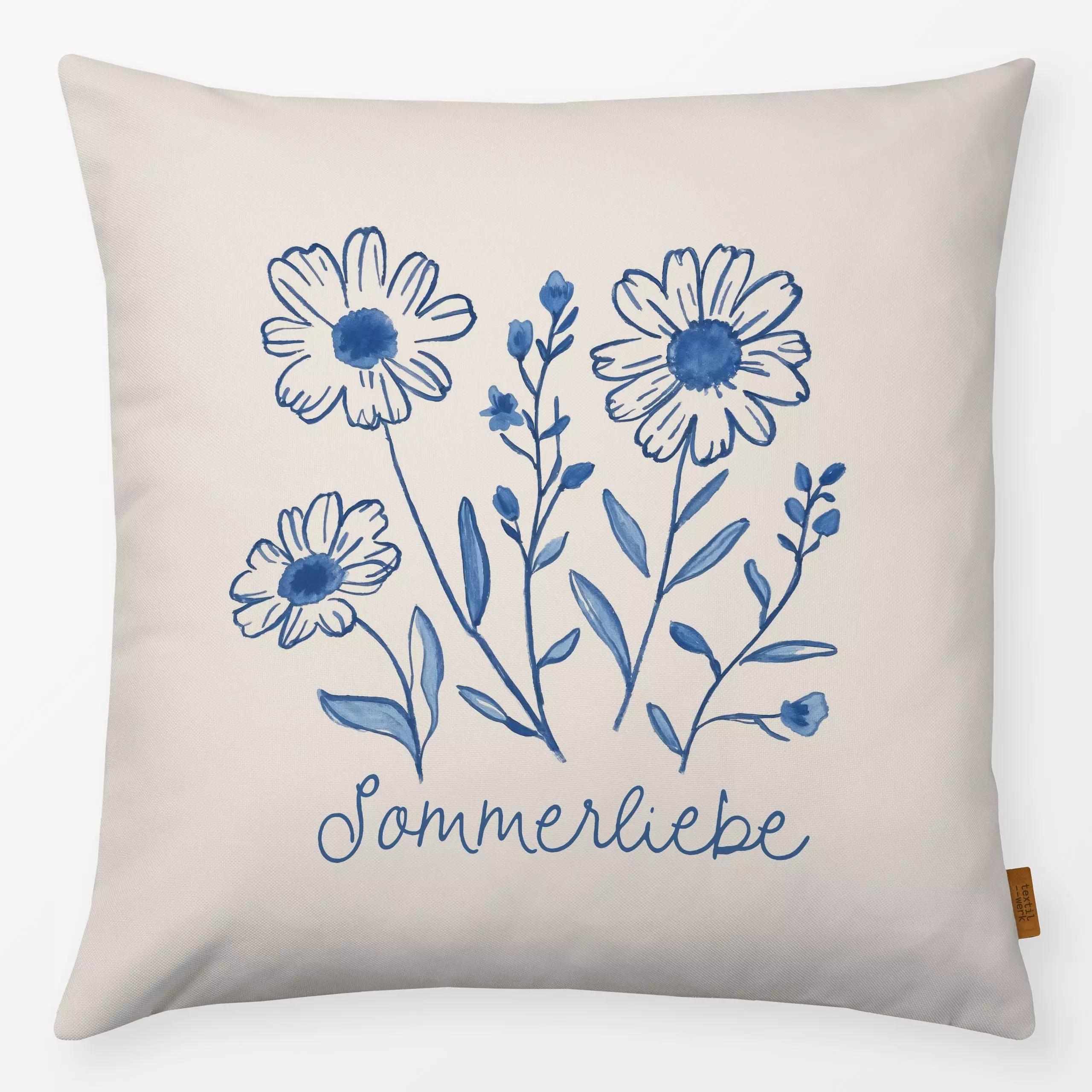 Kissen Sommerliebe Blumen - Blumen & Florales, Sommer, Sprüche & Schriftzüge - von „Studio Kesse"; Blumen, Sommer, typografi...