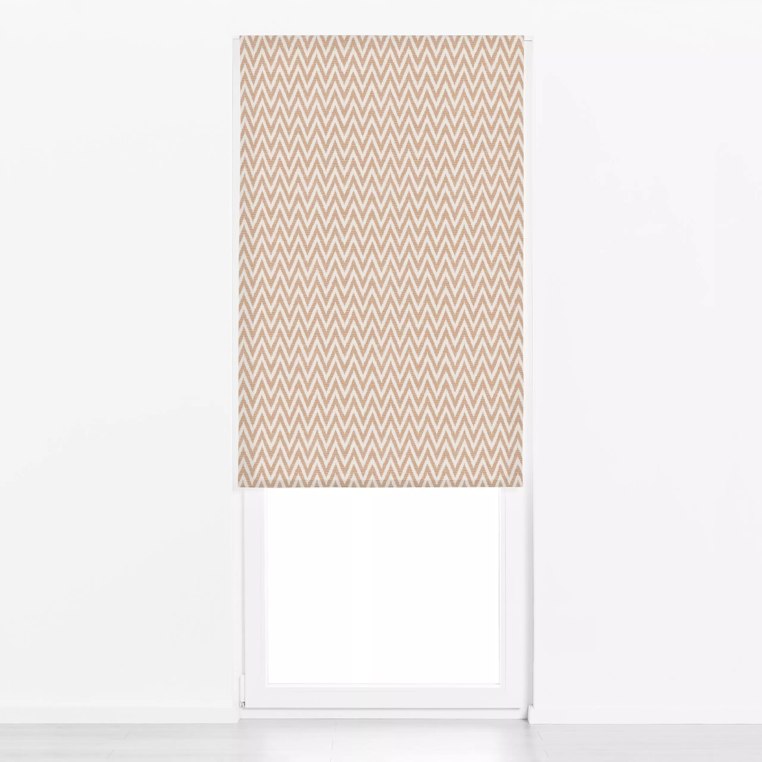 Raffrollo Zigzag Ikat Dark Beige - Symbole & Muster, Reise - von „Studio Kesse"; marrakesch, marrokko, boho, Streifen, beige...