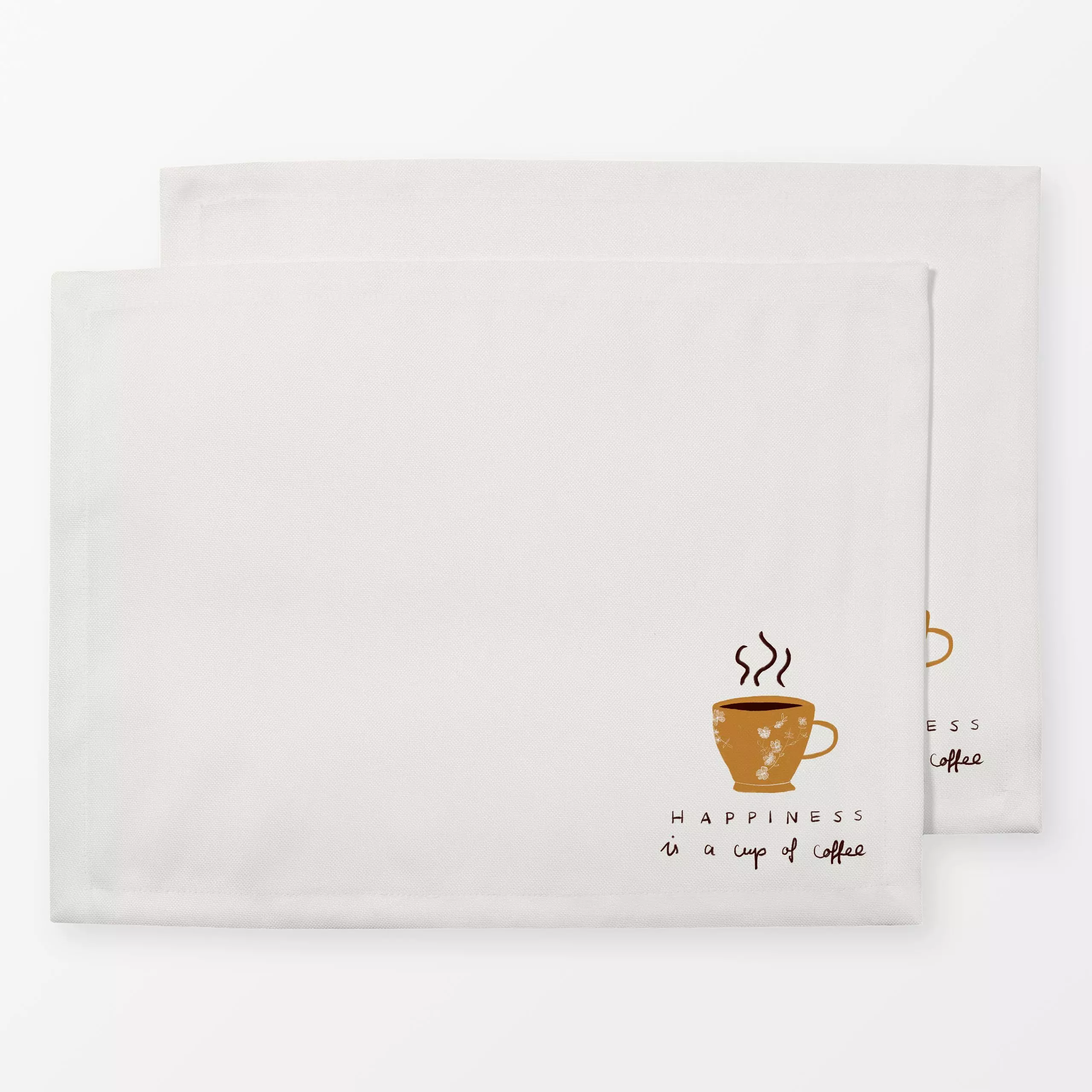 Tischset Happiness Coffee Beige - Sprüche & Schriftzüge, Küche, Essen & Trinken - von „Sophie Augustin Illustration"; Kaffee...
