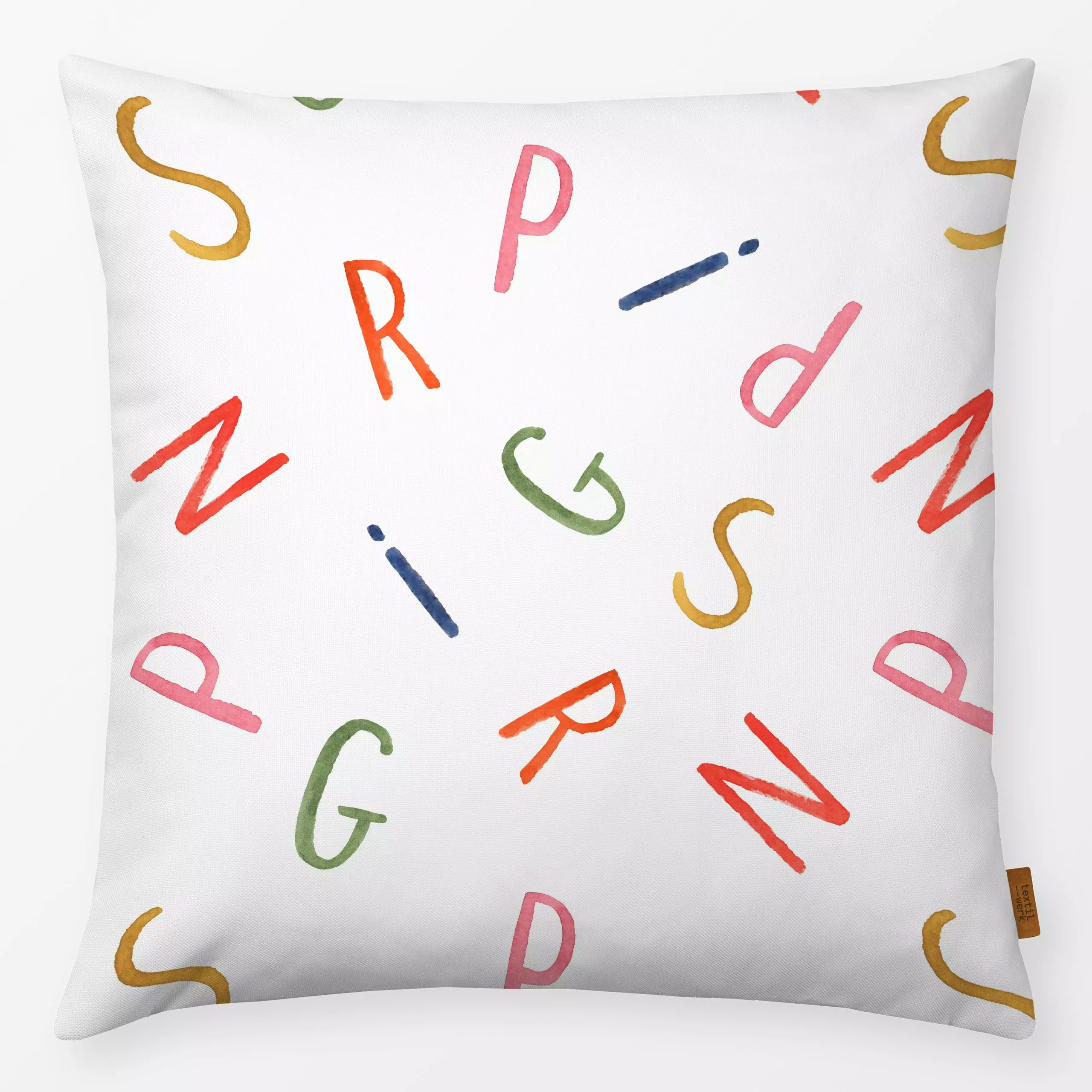 Kissen Easter Fun Spring Typo - Frühling, Sprüche & Schriftzüge - von „Lena Yokota"; Muster, Wasserfarben, Aquarell, Illustr...