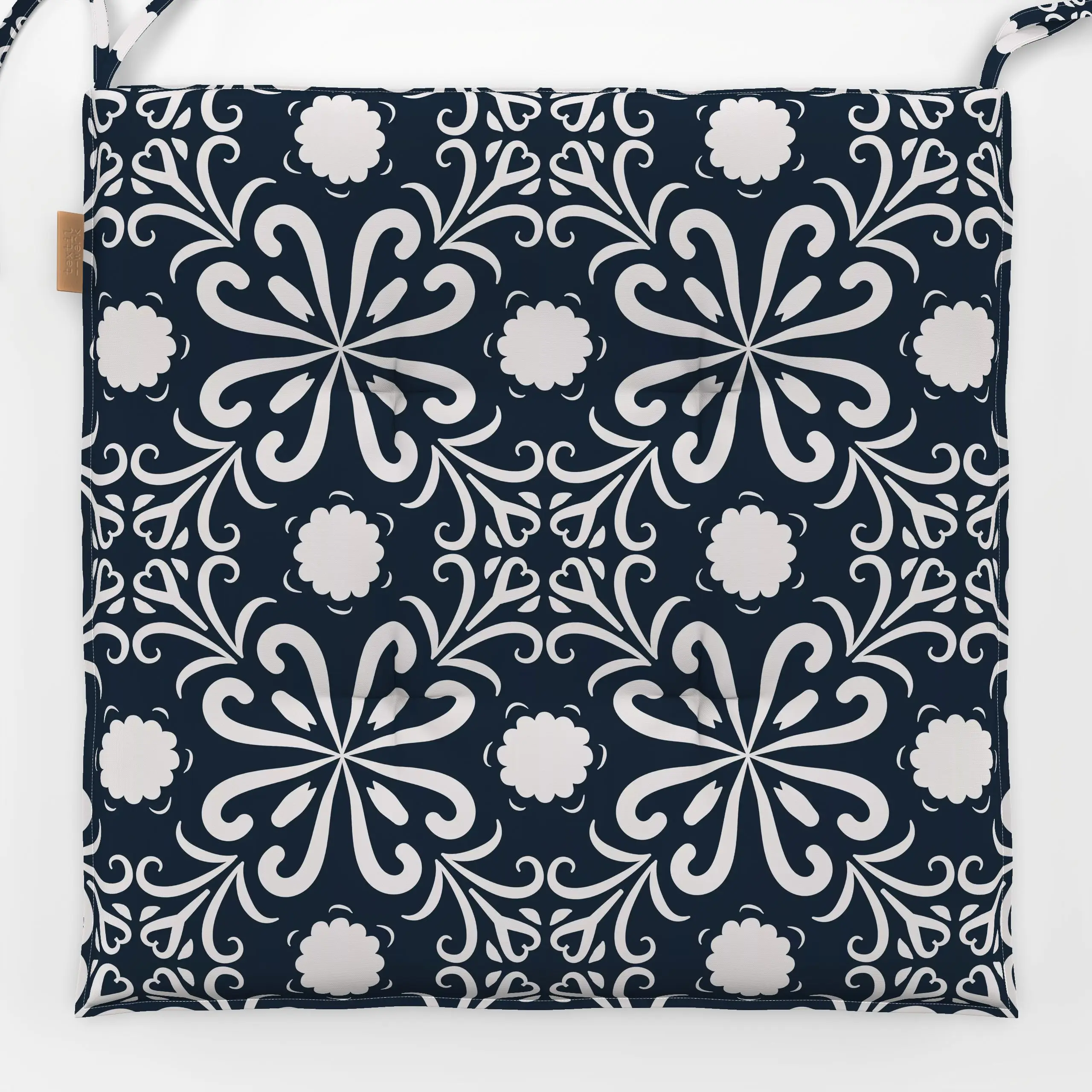 Sitzkissen Blockprint Indigo // Muster 10 - Symbole & Muster - von „Heyduda"; Muster, skandinavisch, Garten, Sommer, orienta...