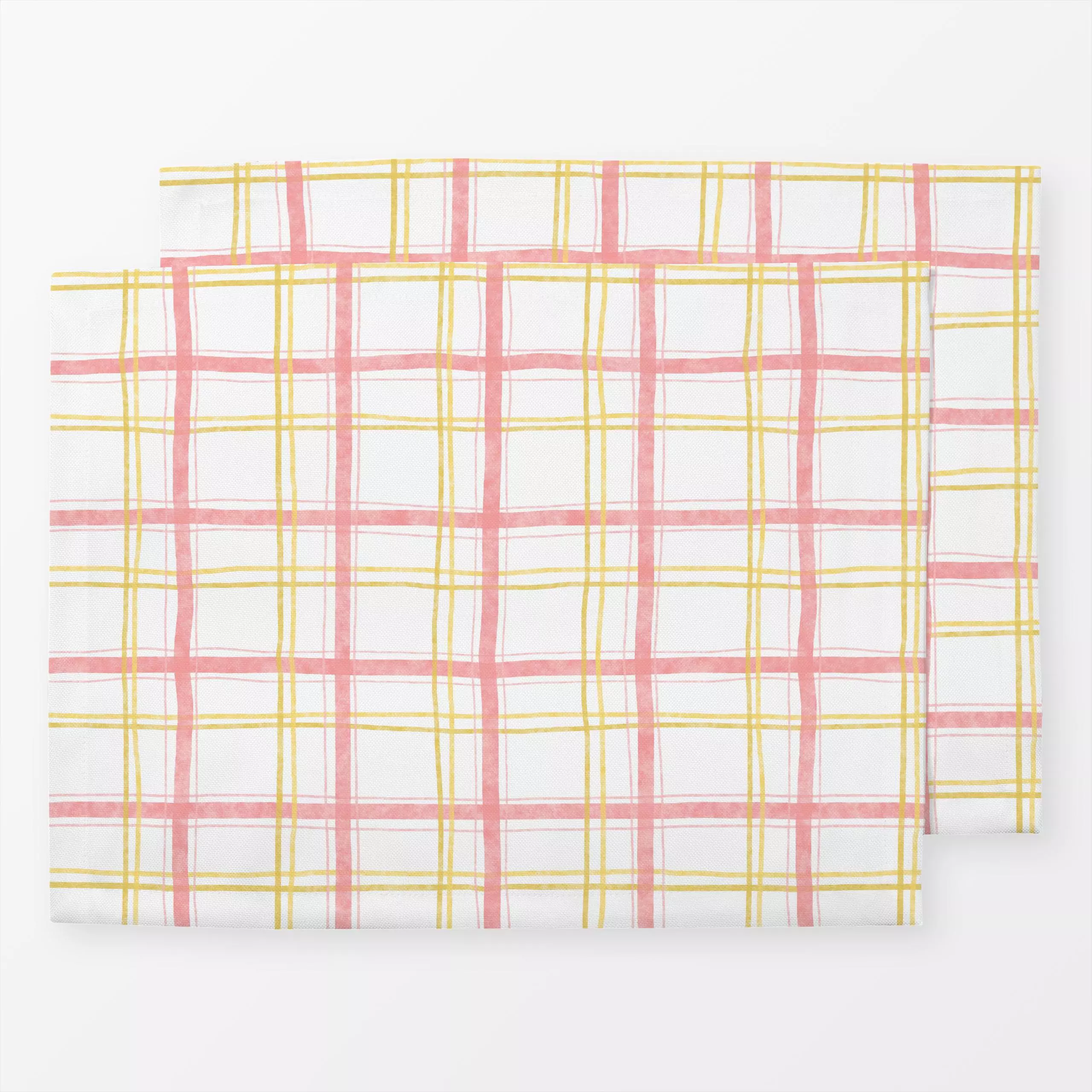 Tischset Karo rosa gelb - Frühling, Symbole & Muster - von „Kathrin Löffler"; rosa, Ostern, Karo, gelb, Weiss, kariert, Frue...