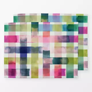Tischset Ombre Gingham Aquarell Pink