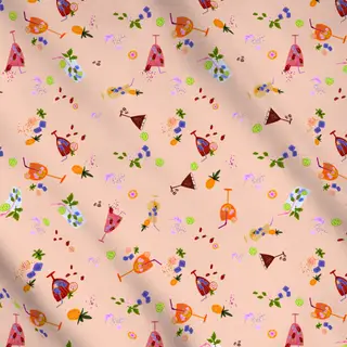 Meterware Cocktails Pattern Apricot