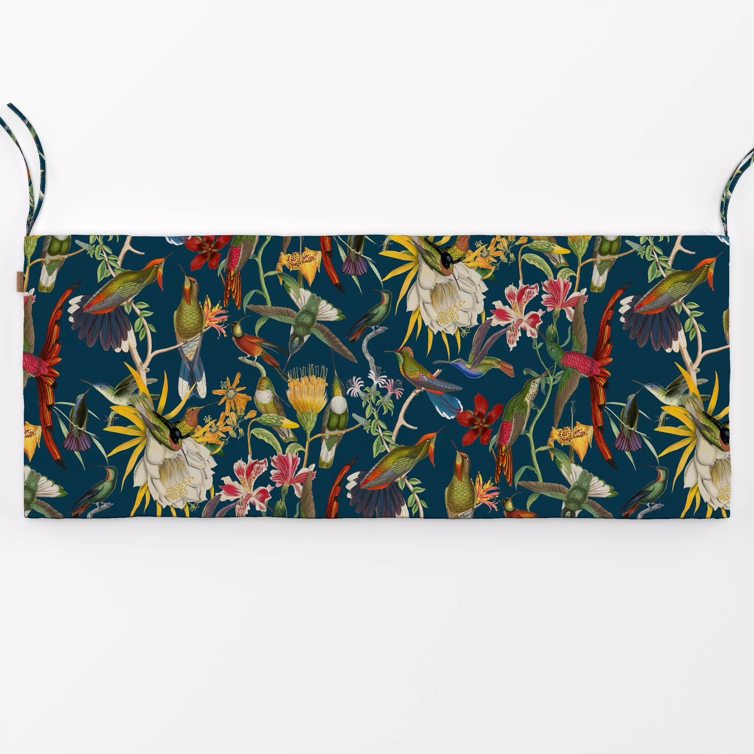 Bankauflage Kolibri Paradies petrol - Blumen & Florales, Tiere - von „Andrea Haase"; Natur, Vogel, Sommer, exotisch, floral,...