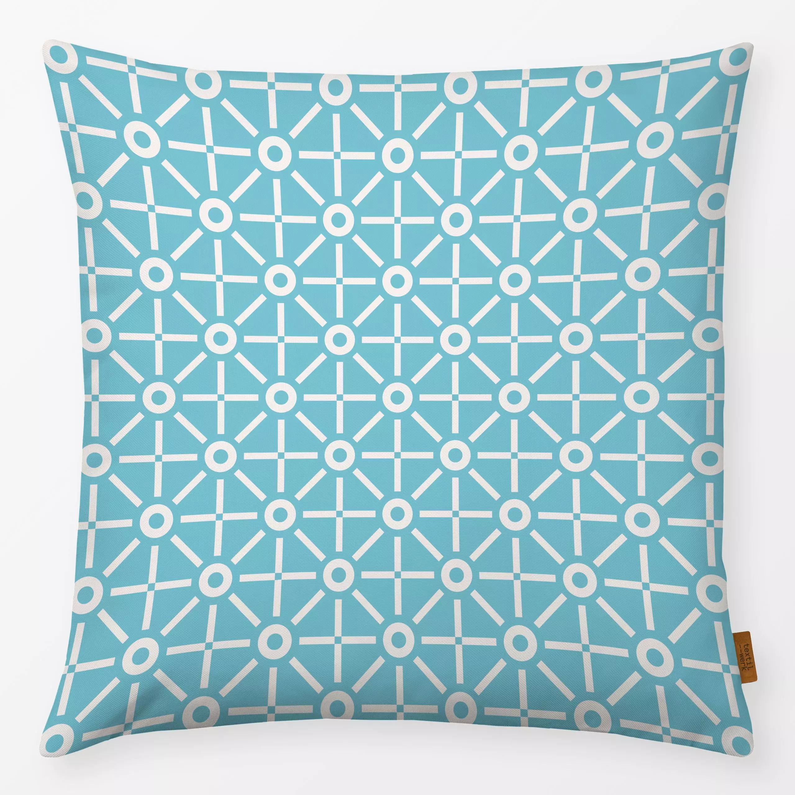 Kissen Geo Sonne Türkis - Sommer, Symbole & Muster - von „Kathrin Woo"; Muster, graphisch, Geometrisch, modern, grafisch, fo...