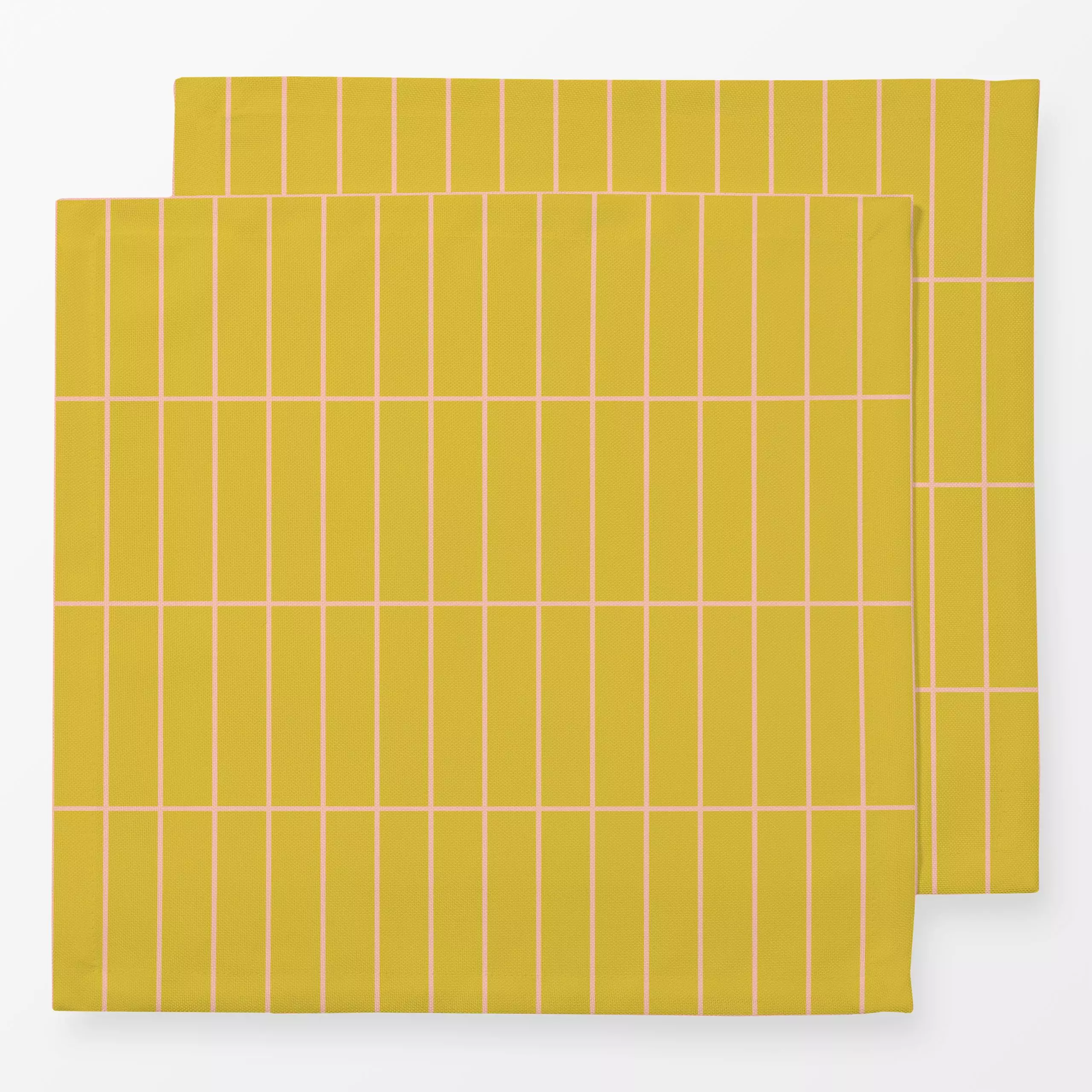 Servietten Grid gelb rosa - Symbole & Muster - von „Maren Gross "; modern, grid, Geschenk, minimalistisch, kariert, Raster, ...