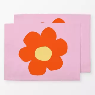 Tischset Vibrant red flower pink