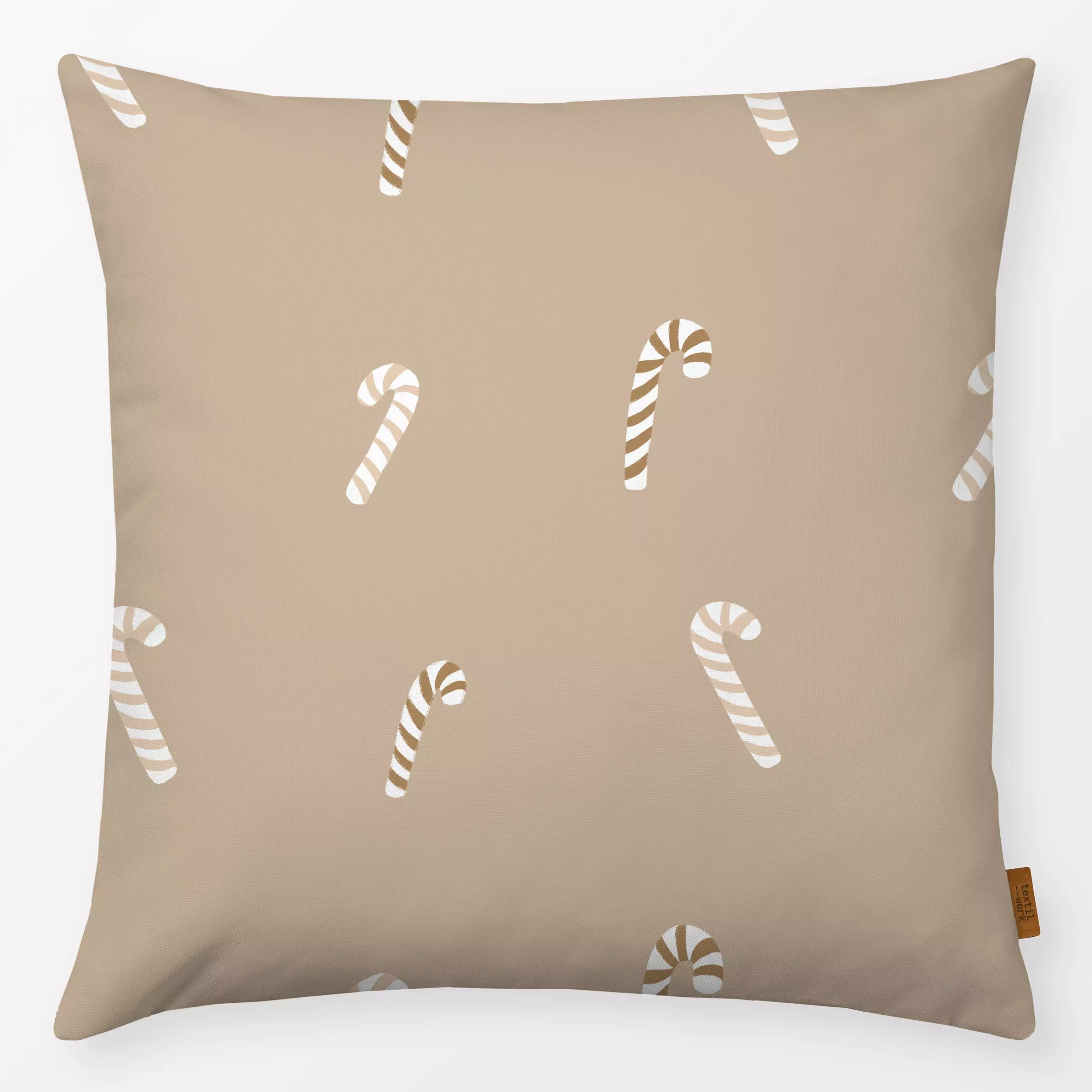 Kissen Zuckerstangen - Weihnachten, Winter, Küche, Essen & Trinken - von „Christiane Zielinski"; Weihnachten, beige, Zuckers...