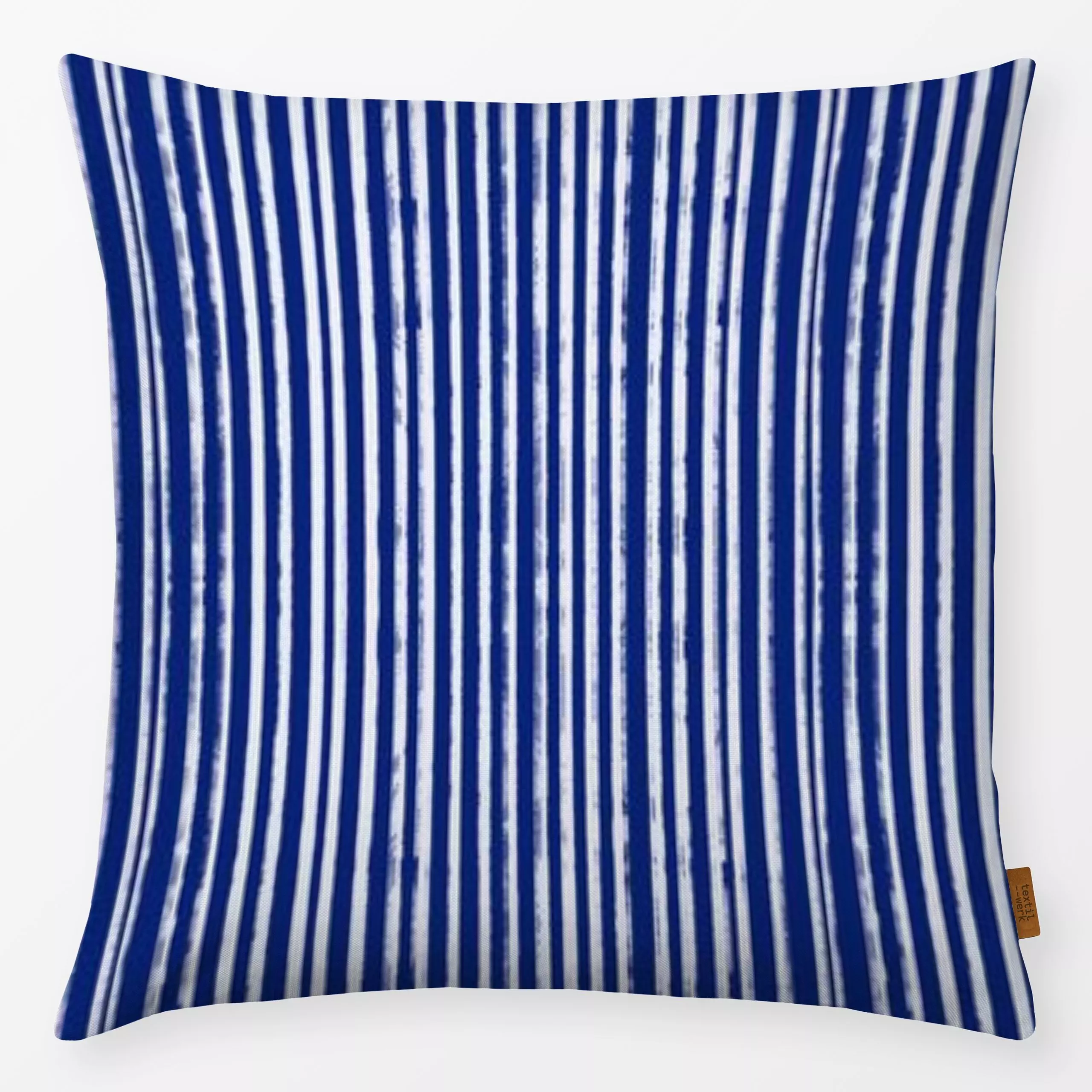 Kissen Indigobeige blue lines - Symbole & Muster - von „Eda Şahin"; marrakesch, marrokko, boho, Linien