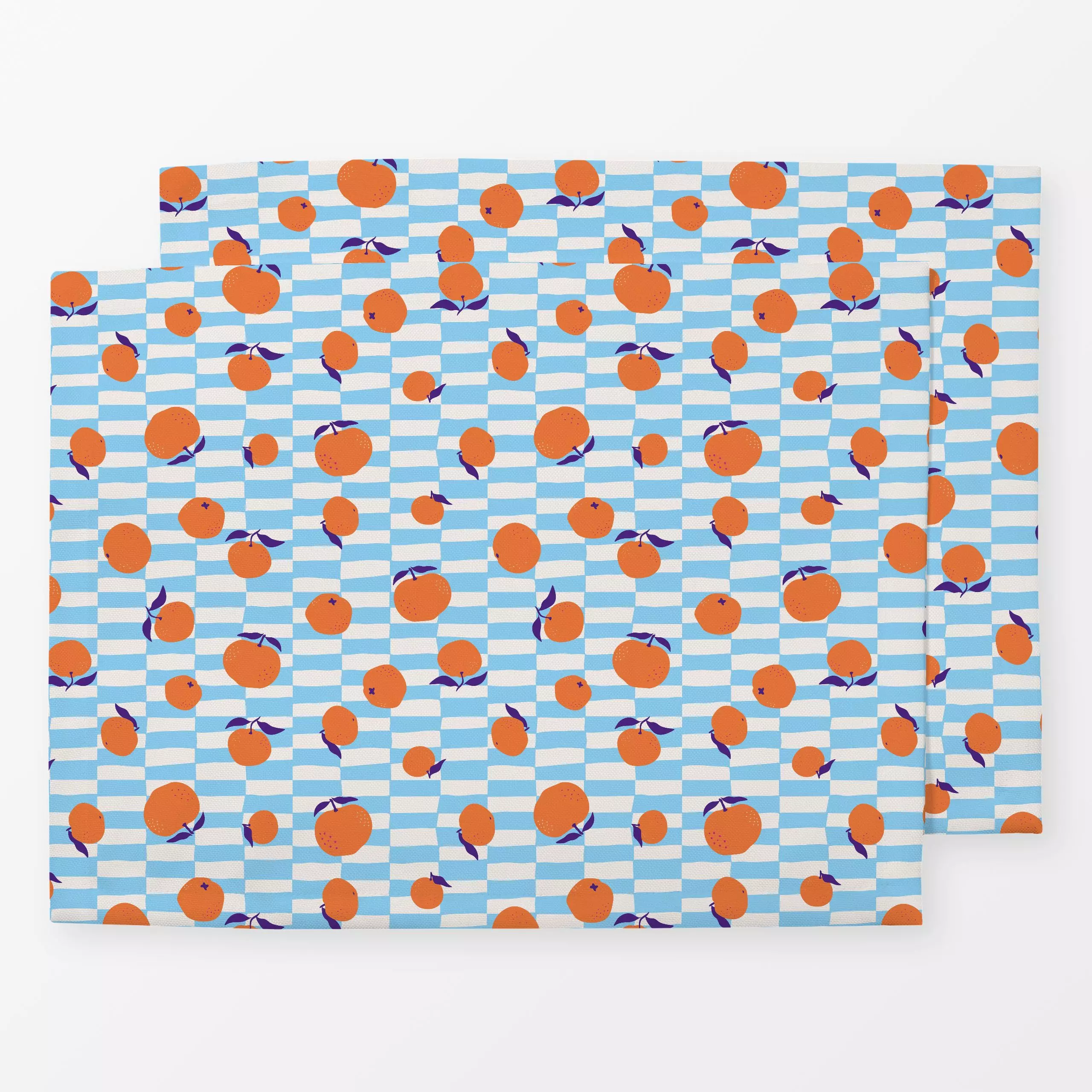 Tischset Orangen Muster Schachbrett - Sommer, Symbole & Muster, Früchte - von „Carolin Vonhoff"; Papaya, Obst, Garten, Früch...
