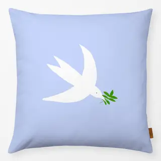 Kissen Vogel mit Zweig Hellblau