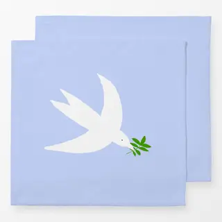 Servietten Vogel mit Zweig Hellblau