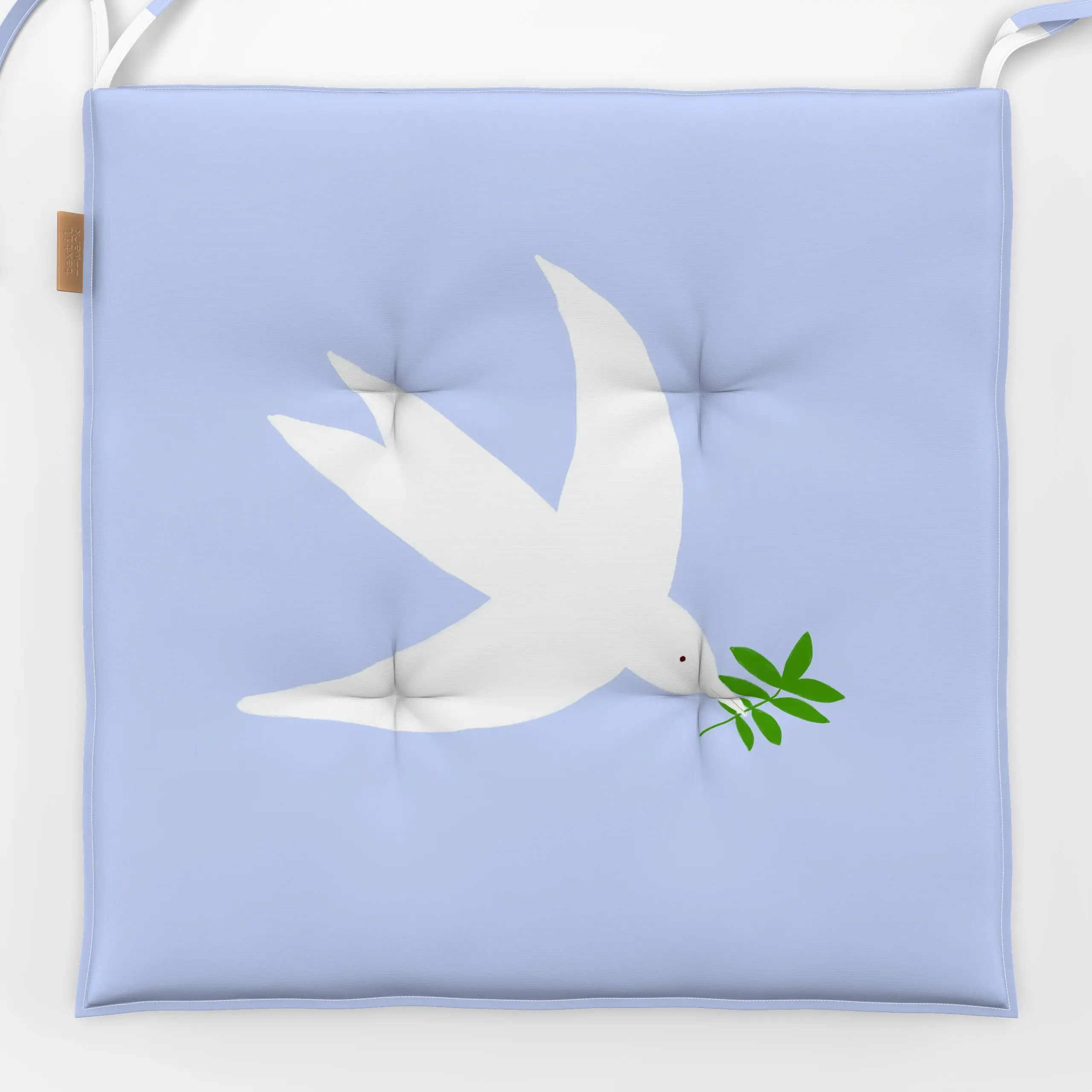 Sitzkissen Vogel mit Zweig Hellblau - Frühling, Tiere - von „Sophie Augustin Illustration"; Zweig, Garten, Vogel, Fruehling,...