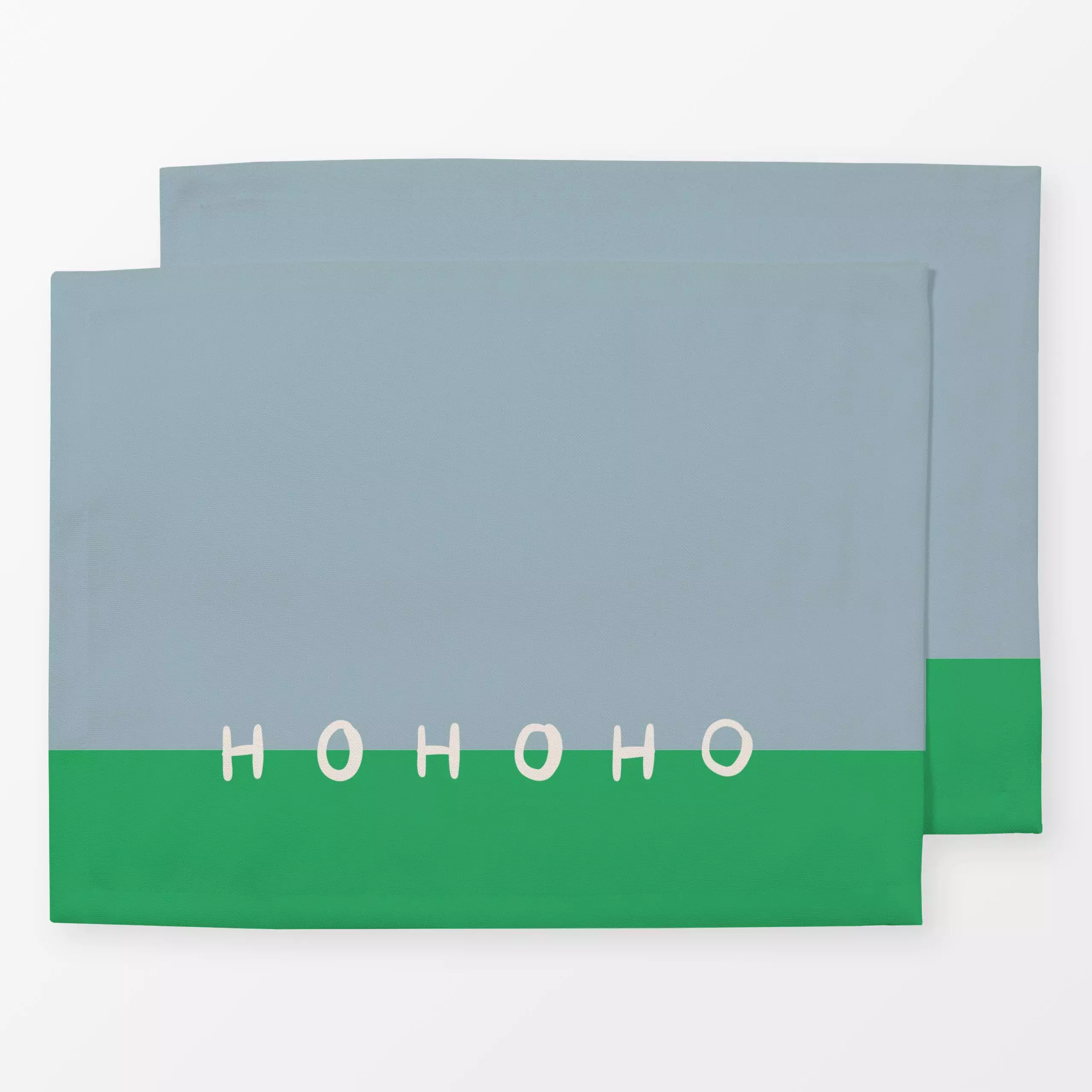 Tischset Hohoho Block grün - Sprüche & Schriftzüge, Weihnachten - von „Sophie Augustin Illustration"; Weihnachten, modern, g...