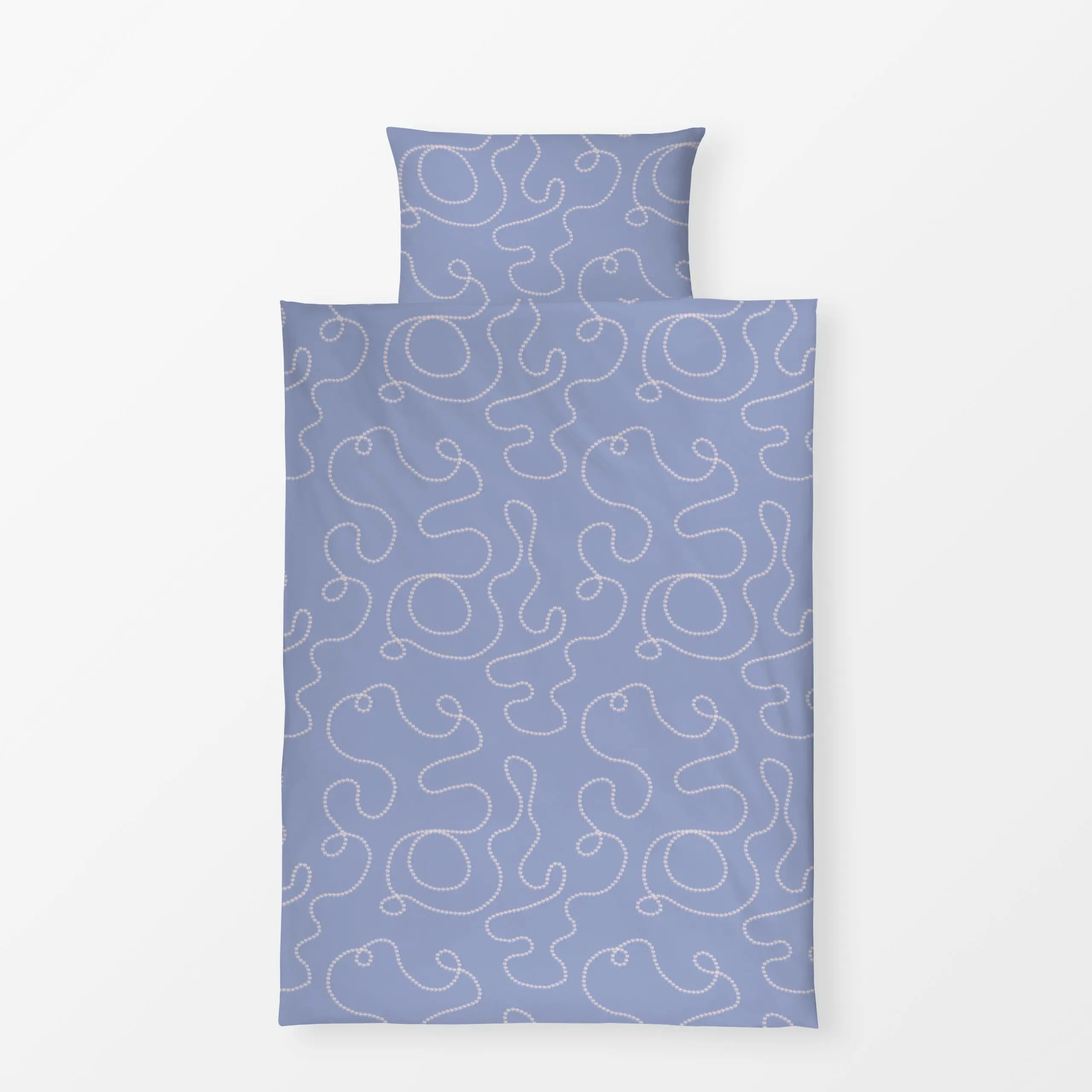 Bettwäsche Perlenkette Pattern Blau - Symbole & Muster - von „Sophie Augustin Illustration"; Muster, Meer, Muscheln, perlenk...