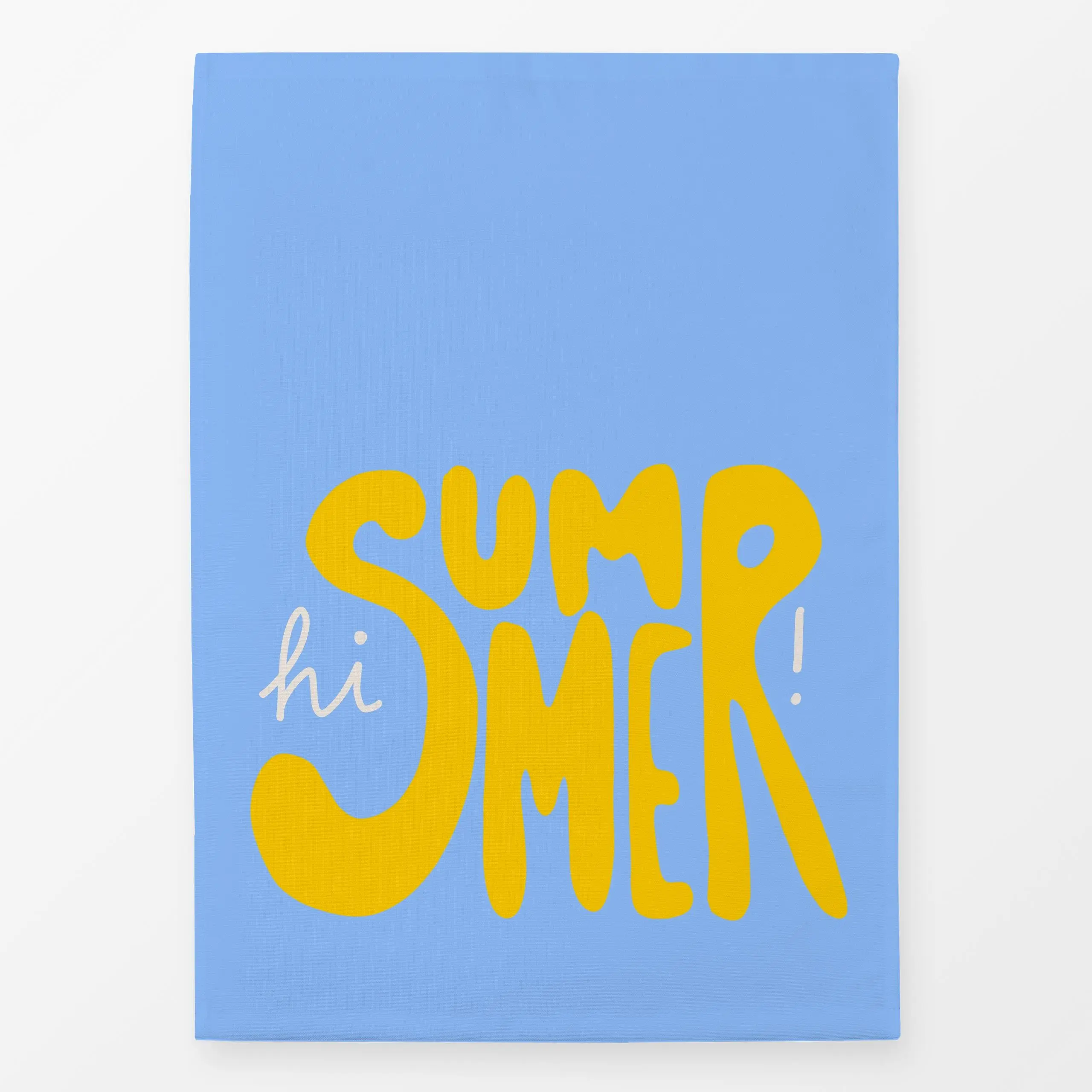 Geschirrtücher Hi Summer Blau Gelb - Sommer, Sprüche & Schriftzüge - von „Sophie Augustin Illustration"; Sommer, grafisch, t...