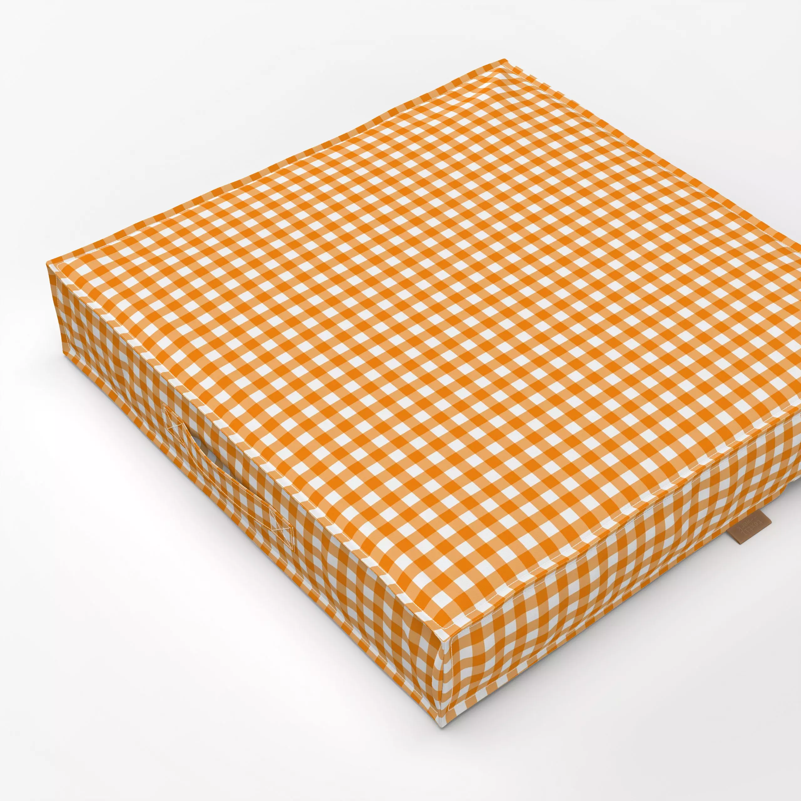 Bodenkissen Checks Orange - Herbst, Symbole & Muster, Retro & Vintage - von „Mareen Heinz"