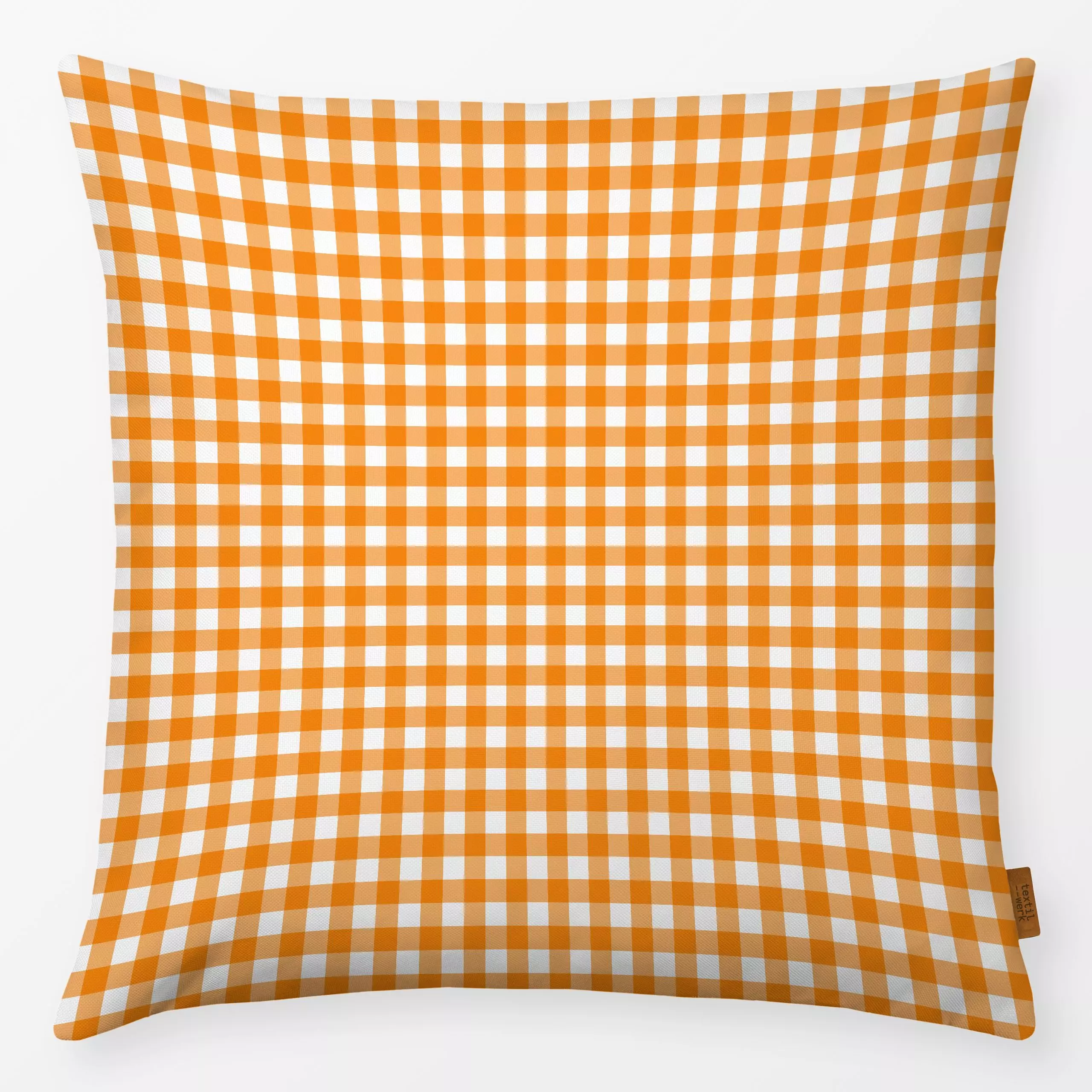 Kissen Checks Orange - Herbst, Symbole & Muster, Retro & Vintage - von „Mareen Heinz"