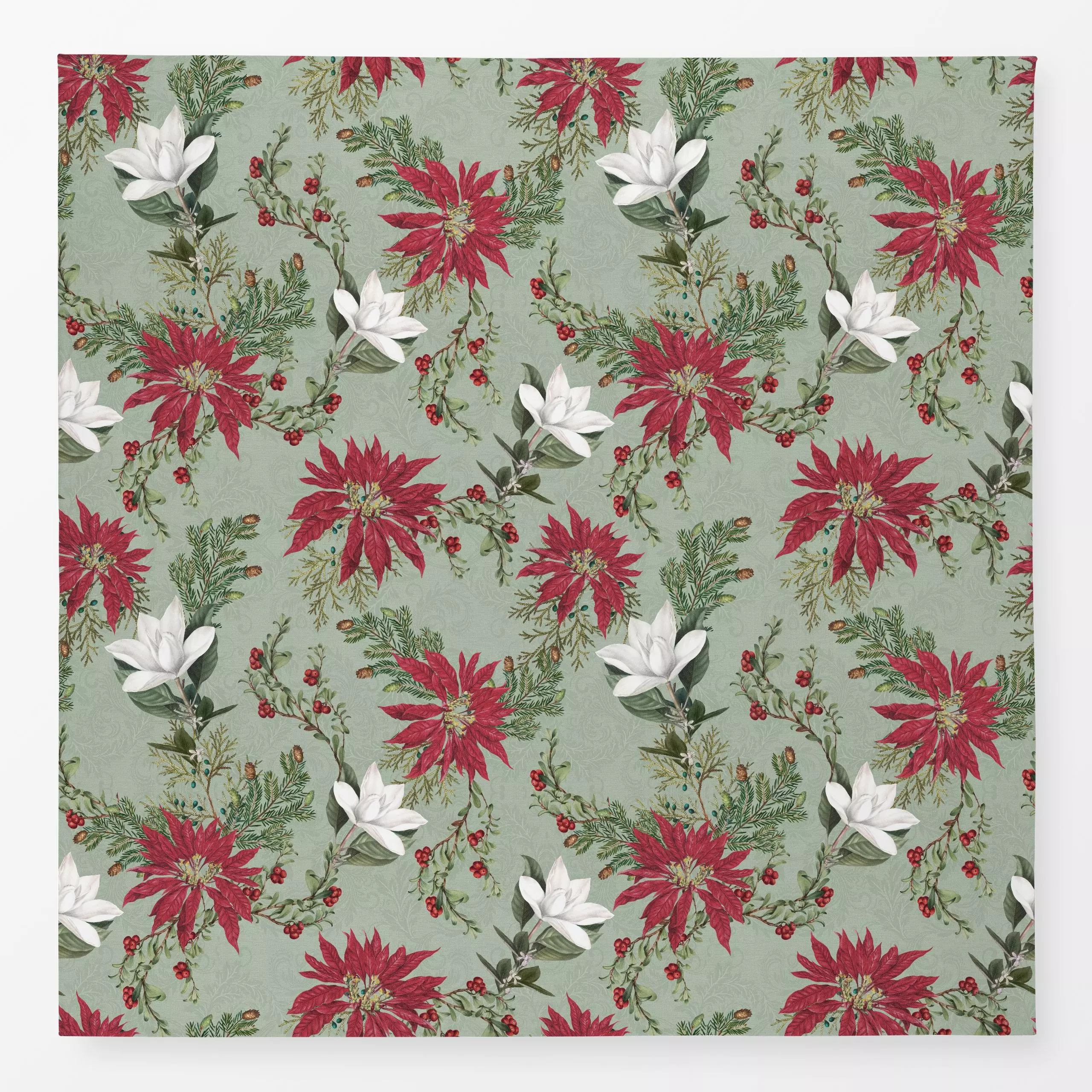 Tischdecke Christmas floral and holly III - Blumen & Florales, Weihnachten, Pflanzen & Botanik - von „Bloomery Decor"; Blätt...