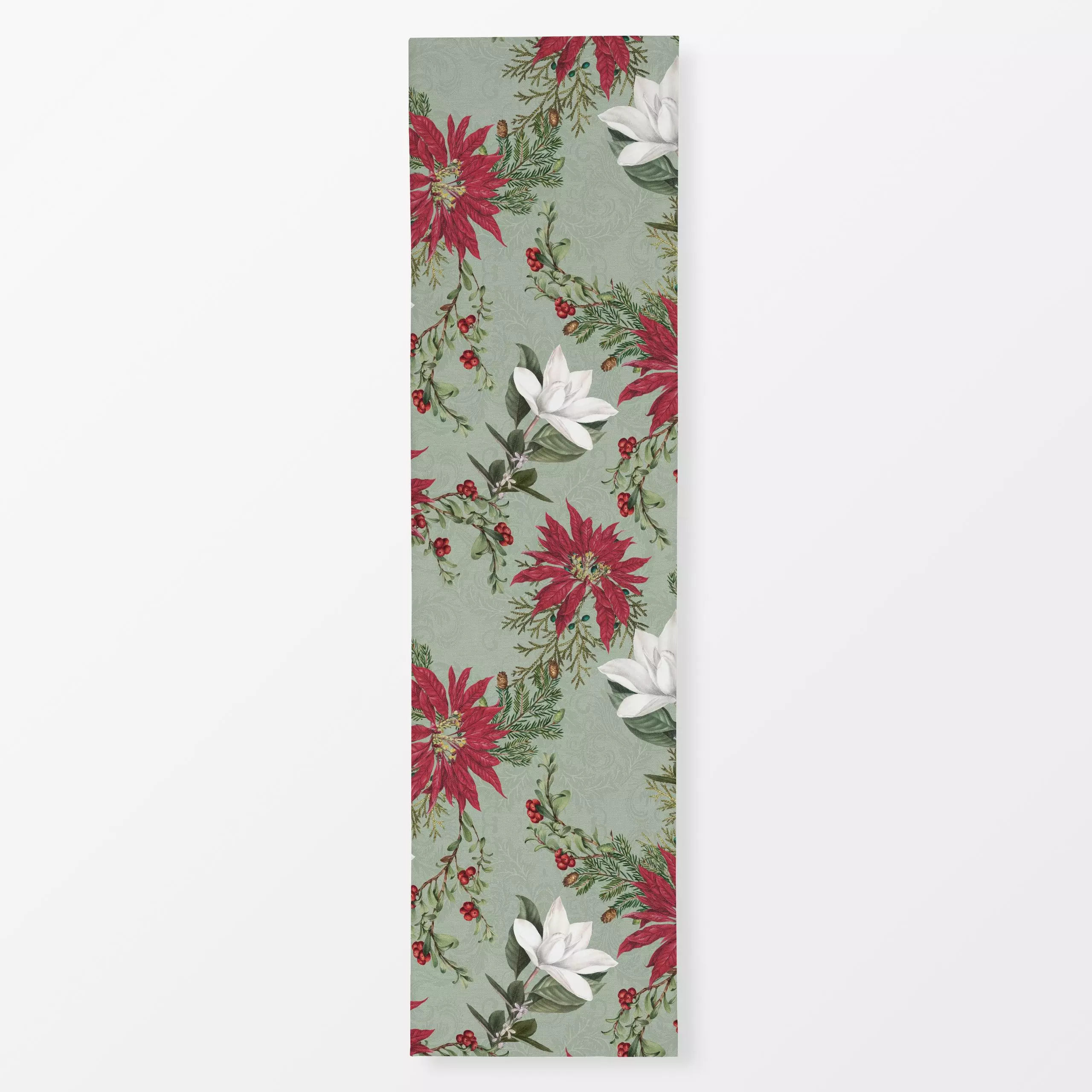 Tischläufer Christmas floral and holly III - Blumen & Florales, Weihnachten, Pflanzen & Botanik - von „Bloomery Decor"; Blät...