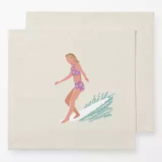 Servietten Longboard Surfer Girl creme