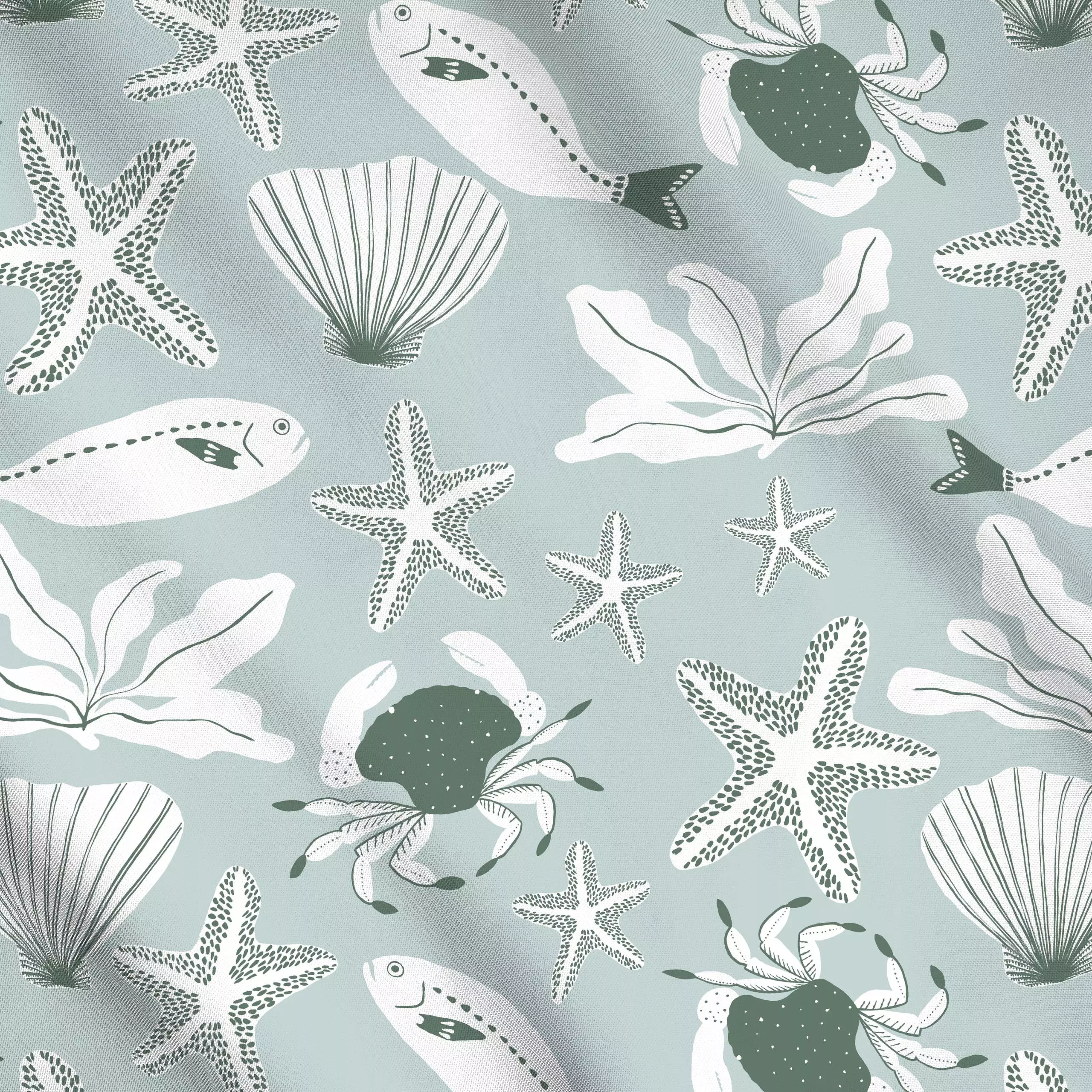 Meterware Erinnerungen ans Meer blau - Sommer, Tiere - von „Julia Schumacher"; Meer, Fische, mediterran, maritim, Muscheln, ...