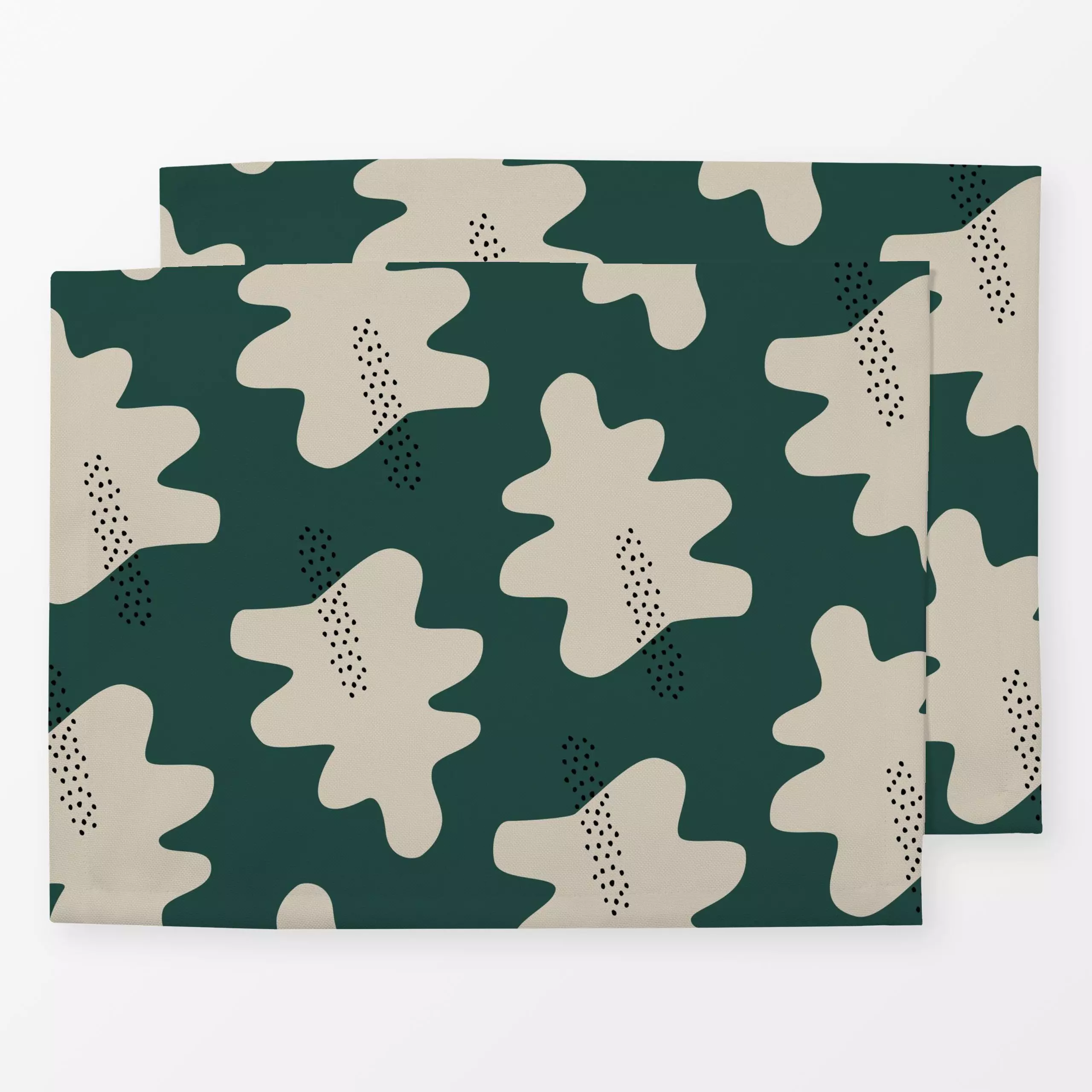 Tischset Muster Herbstlaub - grün beige - Herbst, Symbole & Muster - von „Heyduda"; Blatt, Herbst, Herbstdeko, Eicheln, Eich...