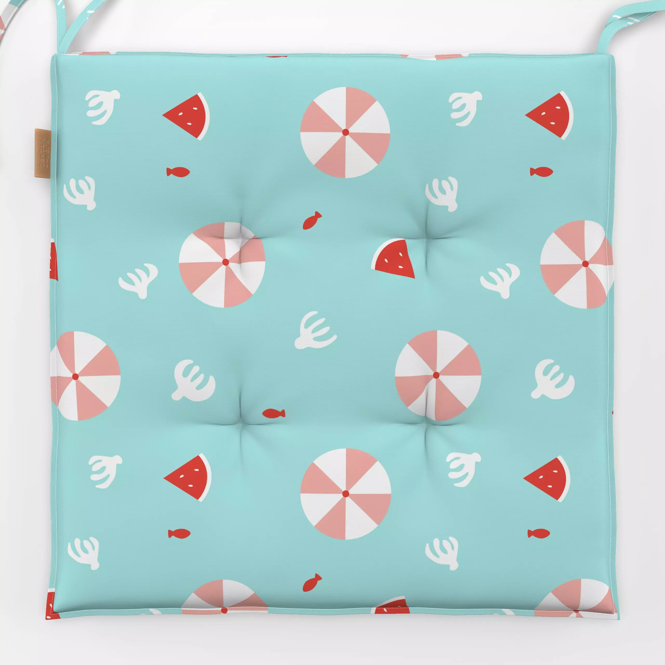 Sitzkissen Swim and Feel Pattern - Sommer, Symbole & Muster - von „Jana Moßmann"; Wasser, Meer, Strand, Urlaub, summer, patt...
