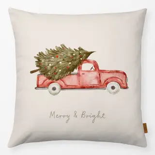 Kissen Merry & Bright car red