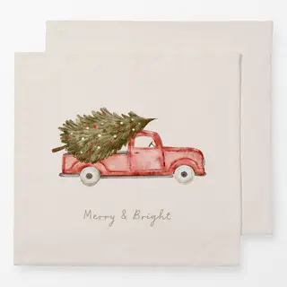 Servietten Merry & Bright car red