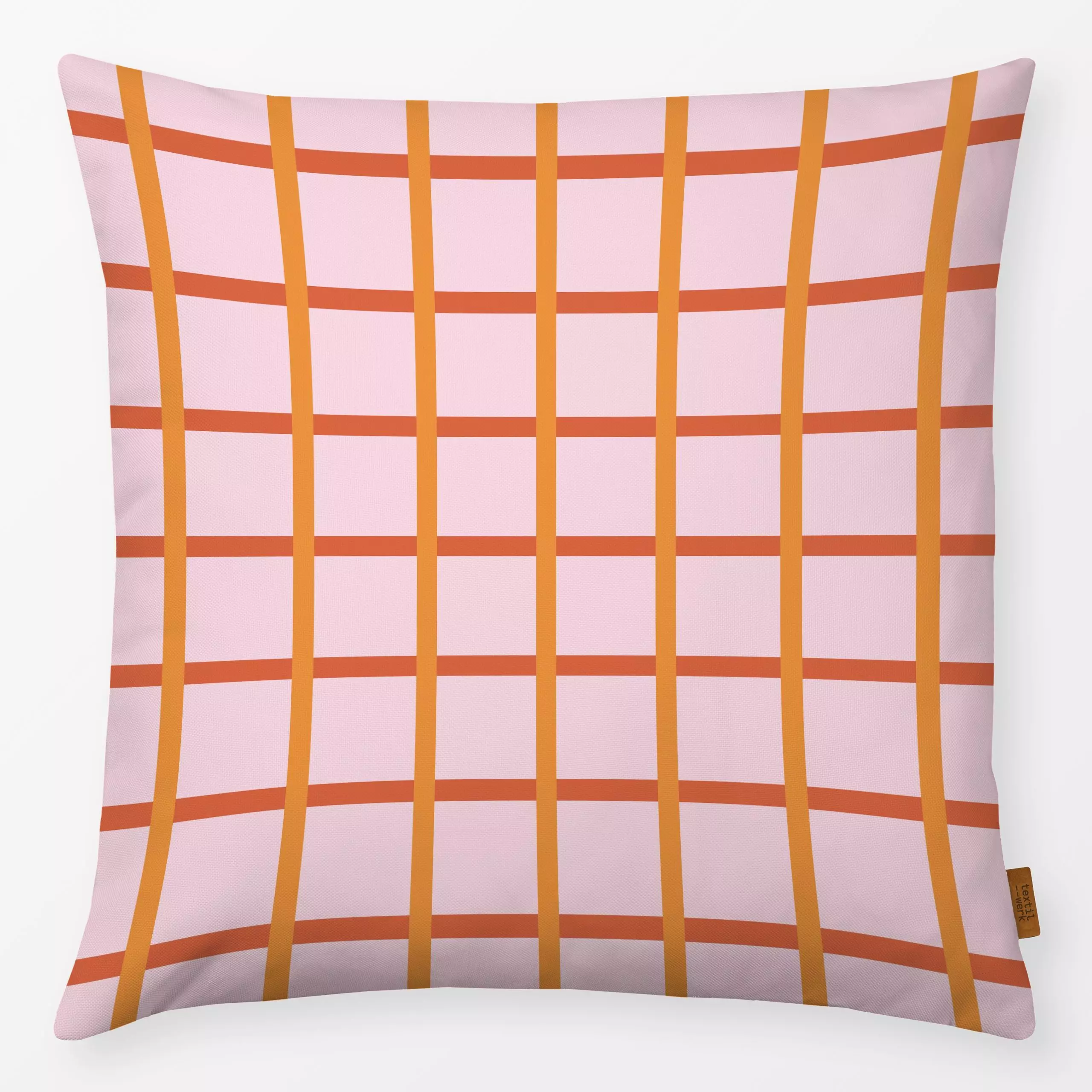 Kissen Checks Pink Red - Herbst, Symbole & Muster - von „Jana Driver"; Karo, Herbst, Herbstdeko, kariert, herbstlich, Landha...