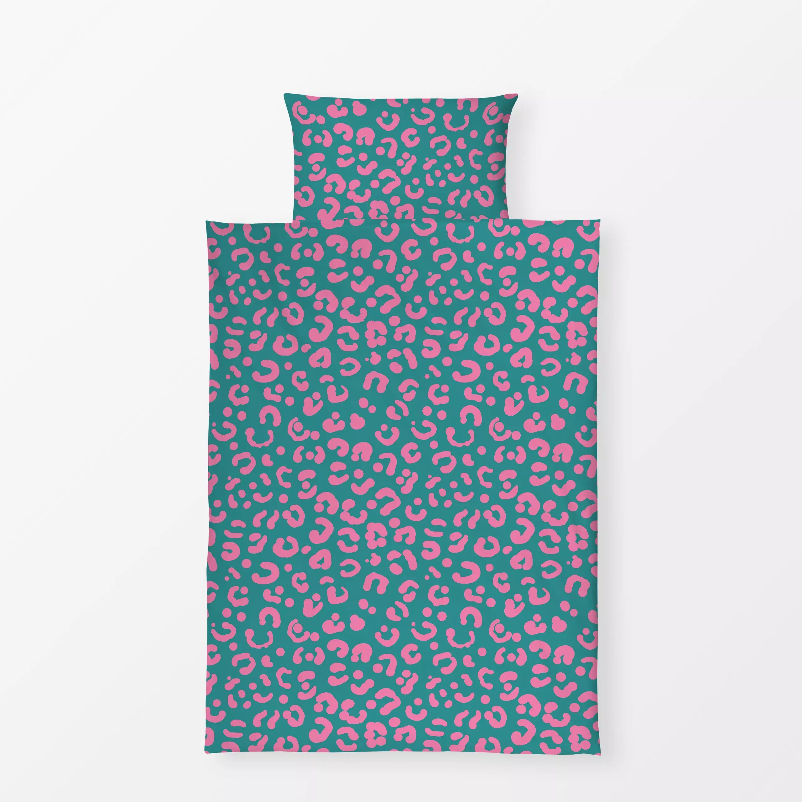 Bettwäsche Leopardenmuster gruen rosa - Symbole & Muster - von „Julia Reyelt"; trend, Leo, Leopard, Happiness, colorful, col...
