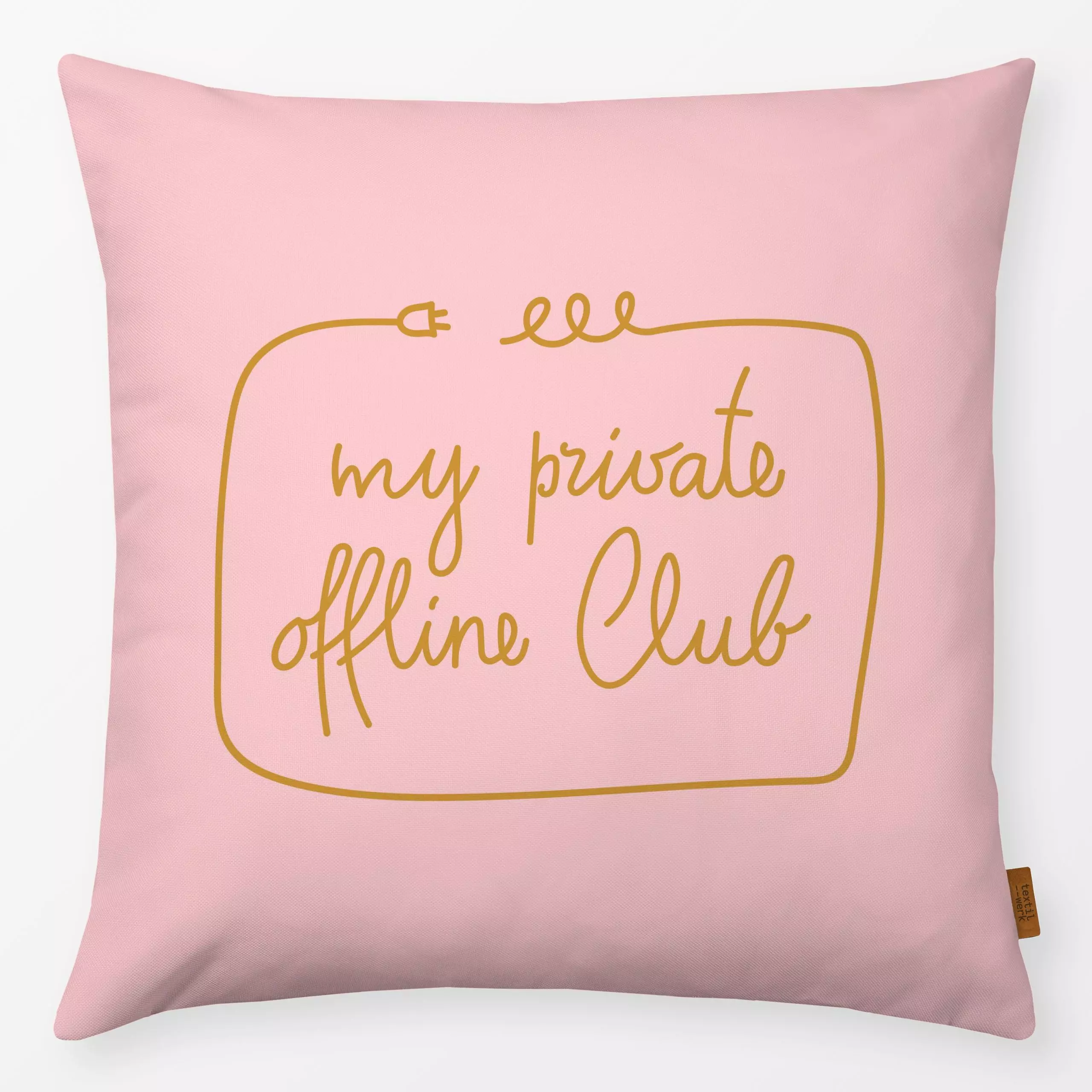 Kissen LINEAR My Offline Club A 3 - Sprüche & Schriftzüge - von „Primus Pattern"; Home, Hygge, Pastell, achtsamkeit, selbstl...