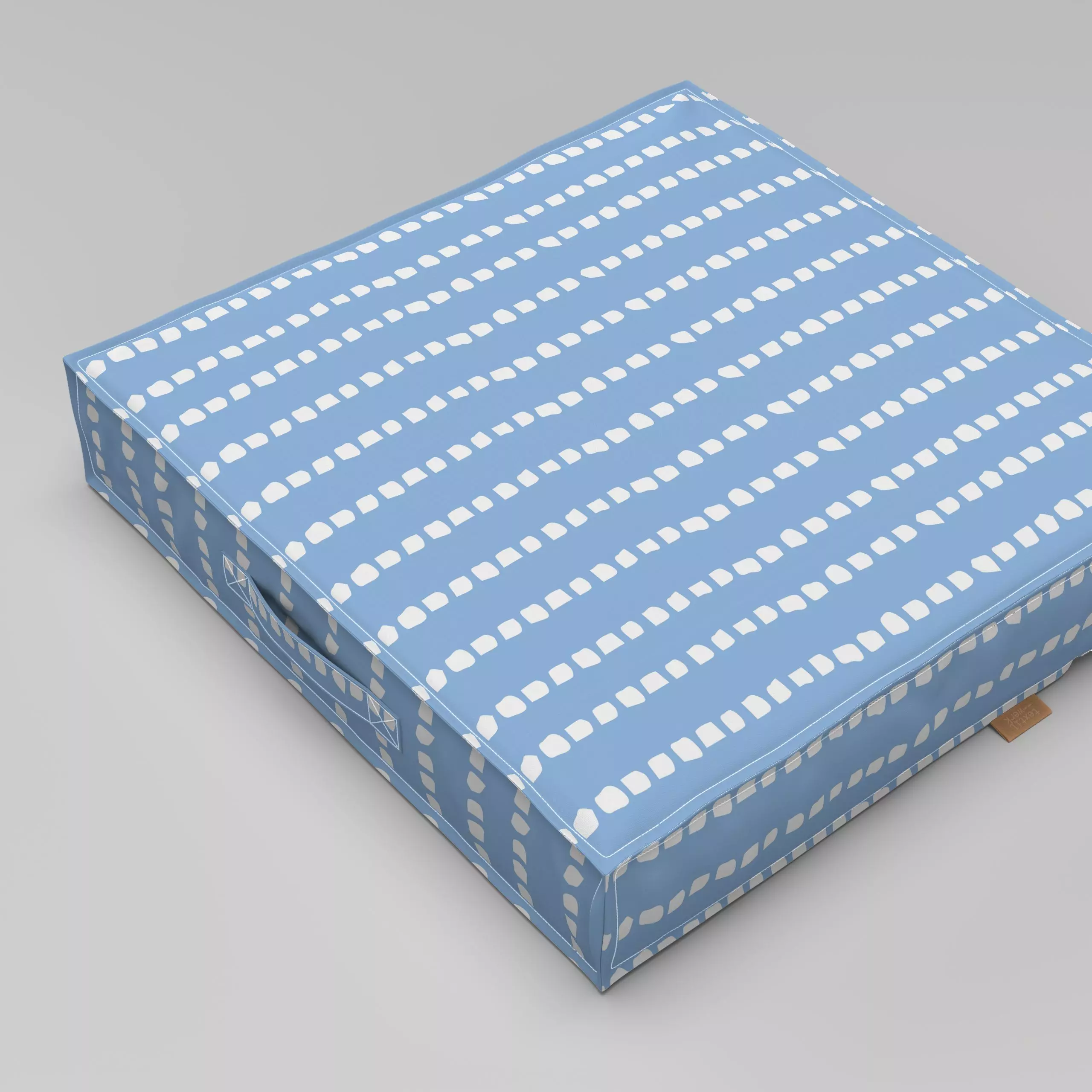 Bodenkissen Streifen Amalfi Blau - Sommer, Symbole & Muster - von „Alisa Knöß"; boho, Punkte, Streifen, blau, himmelblau, ma...