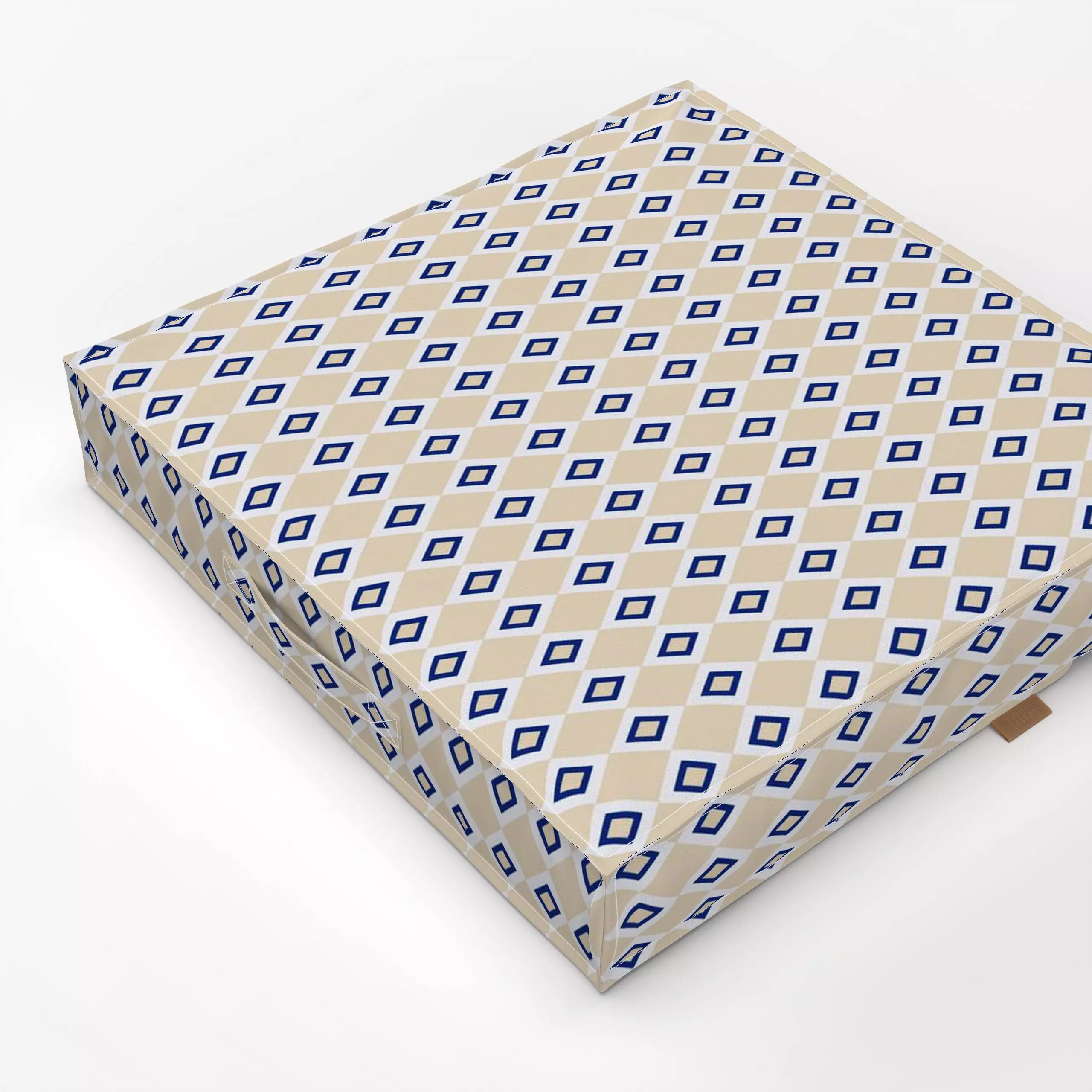 Bodenkissen Indigobeige Diamonds - Symbole & Muster - von „Eda Şahin"; boho, Retro, vintage, Rhombus