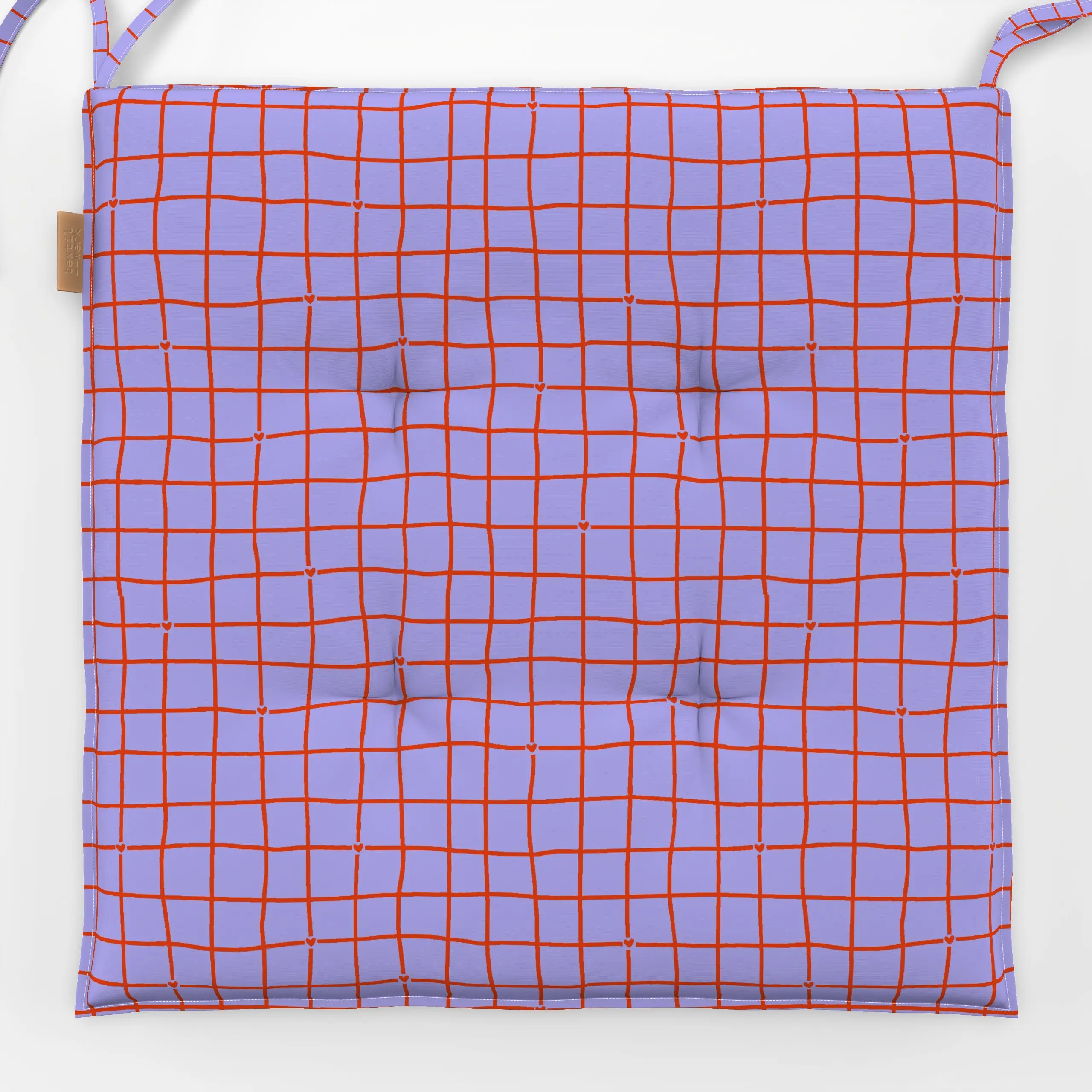 Sitzkissen Grid Pattern Heart - Herbst, Symbole & Muster - von „Verena Klöpper"; Karo, organisch, kariert, Karomuster, dopam...